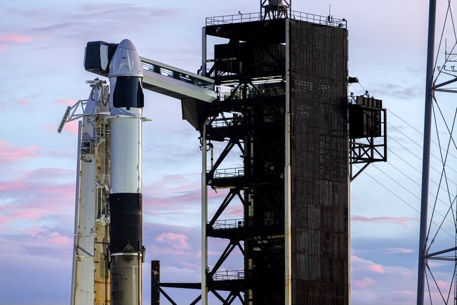 A SpaceX Dragon spacecraft sits atop a Falcon 9 rocket at Nasa’s Kennedy Space Centre in Florida on 27 August, 2024, ahead of the launch of the Polaris Dawn mission