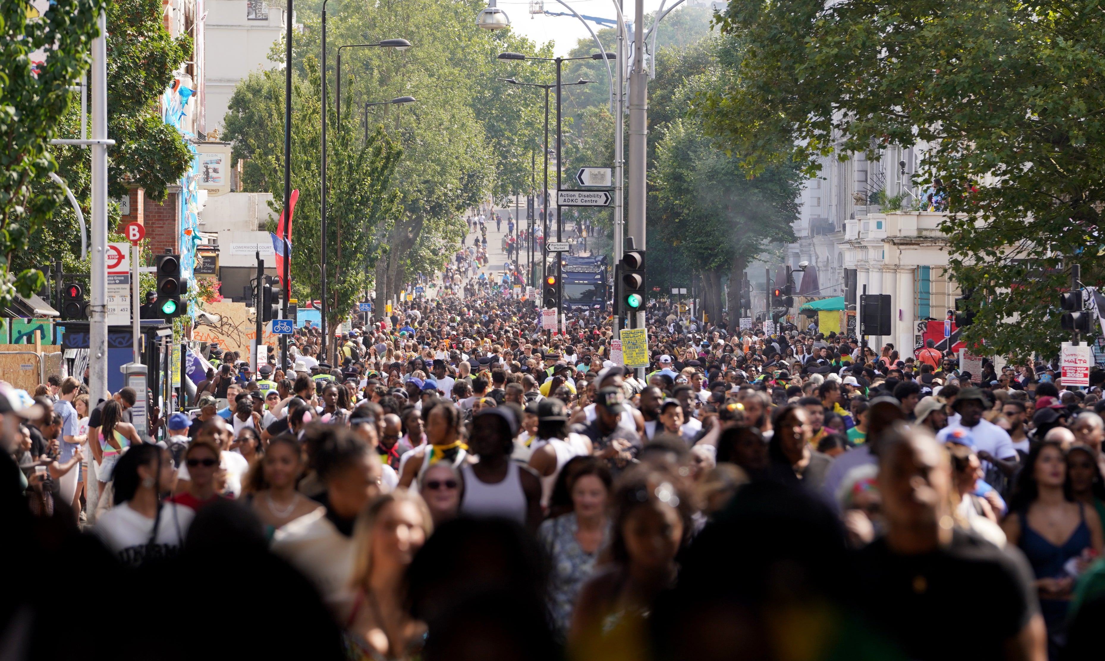 Crowds on Ladbroke Grove in London during the event