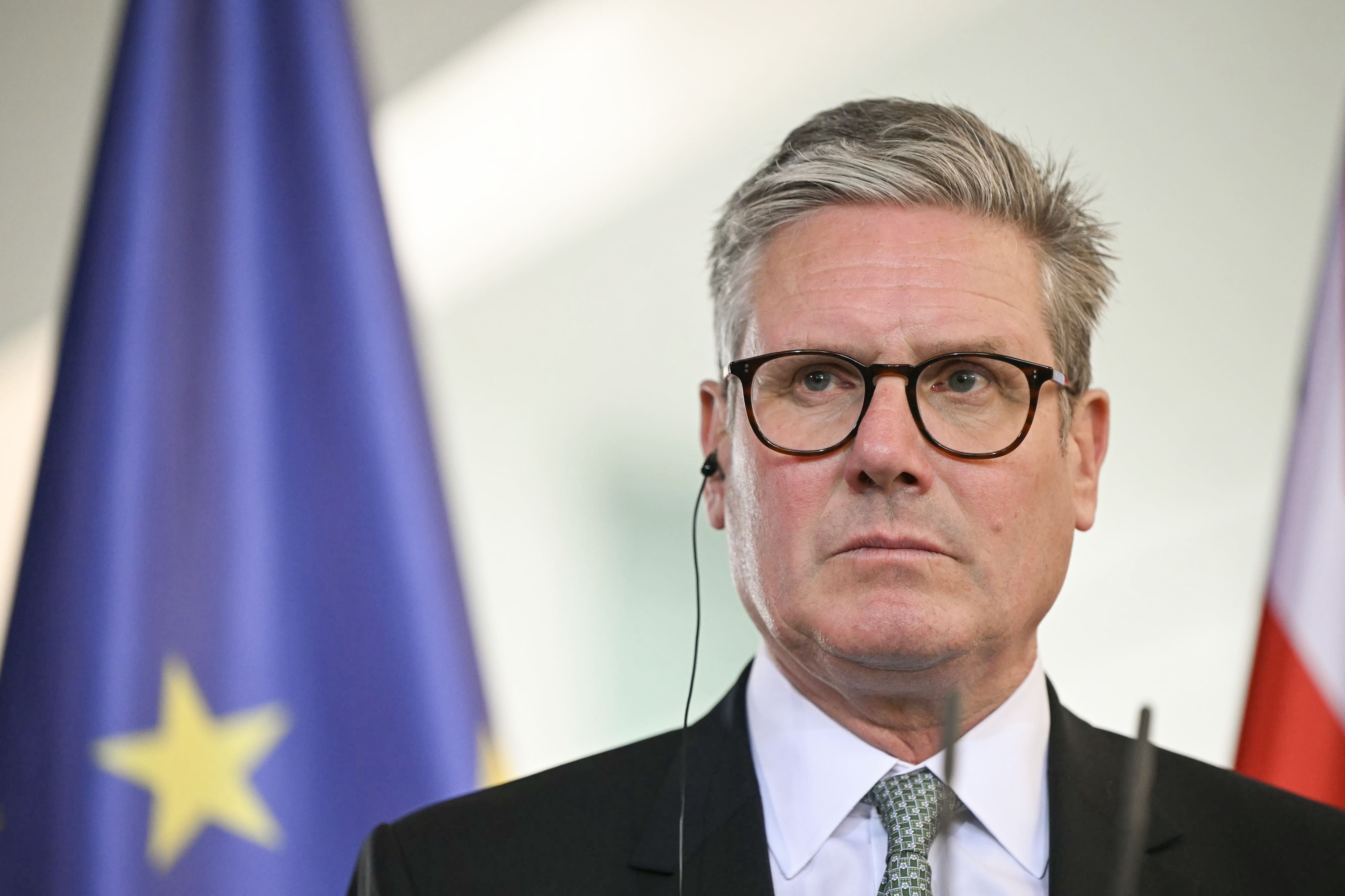 Prime Minister Keir Starmer during a joint press conference with German Chancellor Olaf Scholz at the Chancellery in Berlin, during his visit to Germany and France (Justin Tallis/PA)