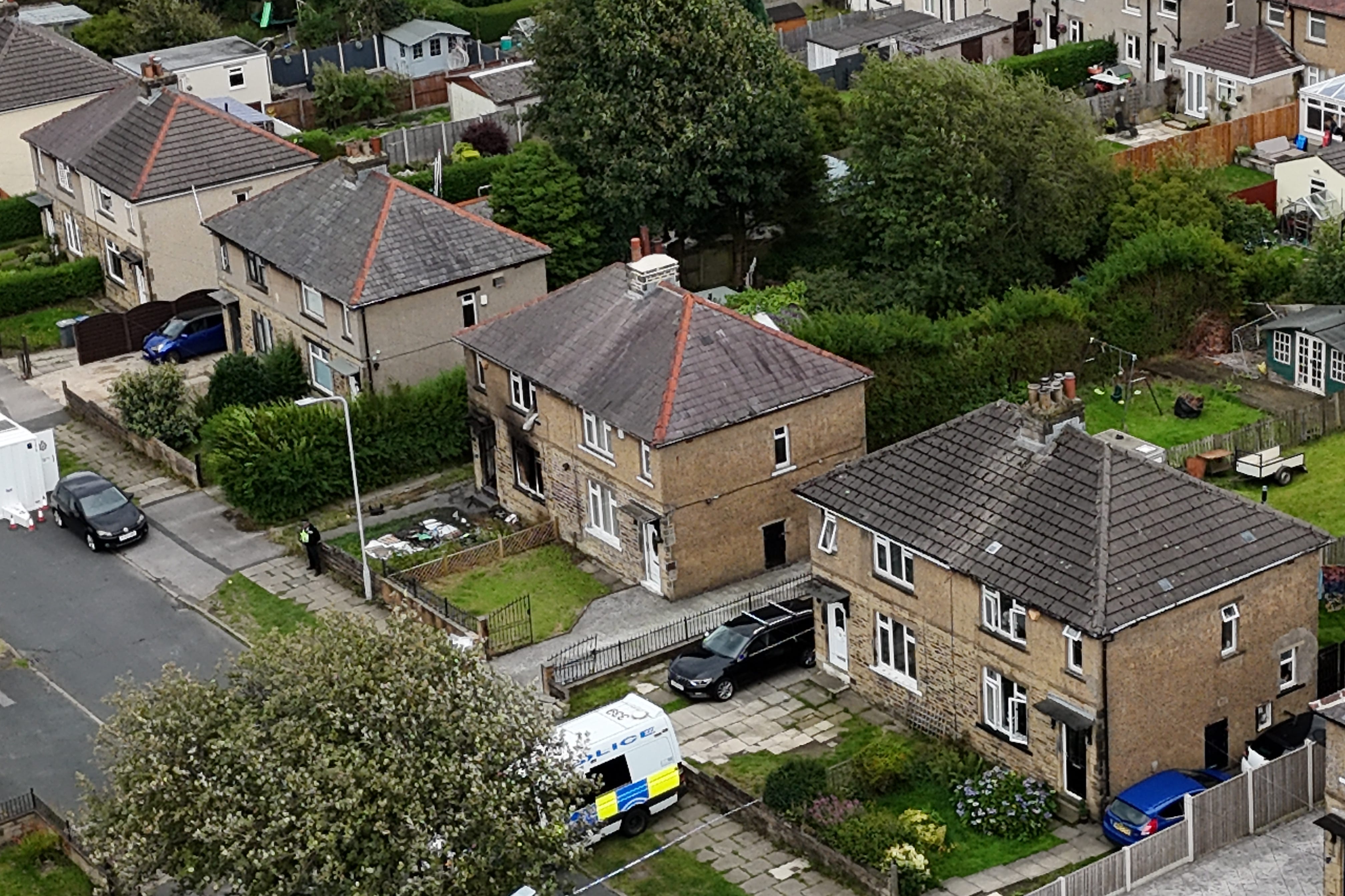 Emergency services in Westbury Road following the fatal house fire