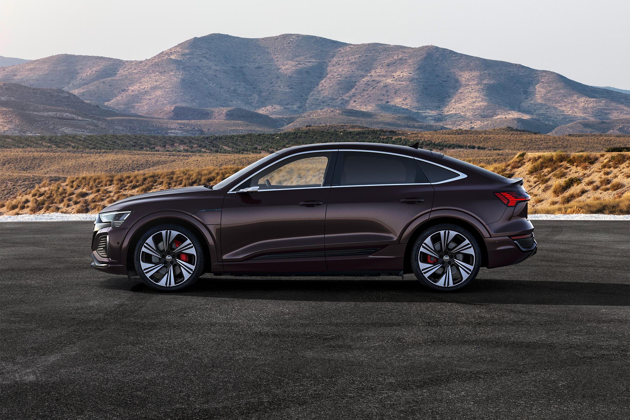 The Audi Q8 Sportback 55 e-tron quattro in madeira brown metallic