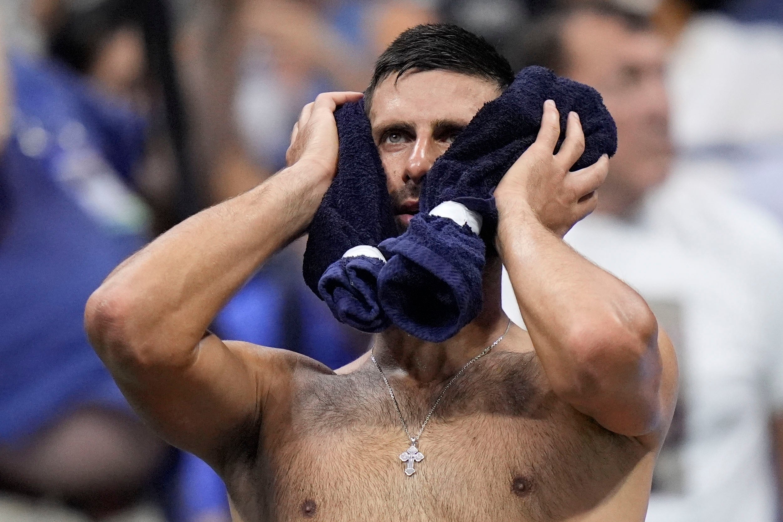 Novak Djokovic had his struggles as he made it through to the US Open third round (Frank Franklin II/AP)