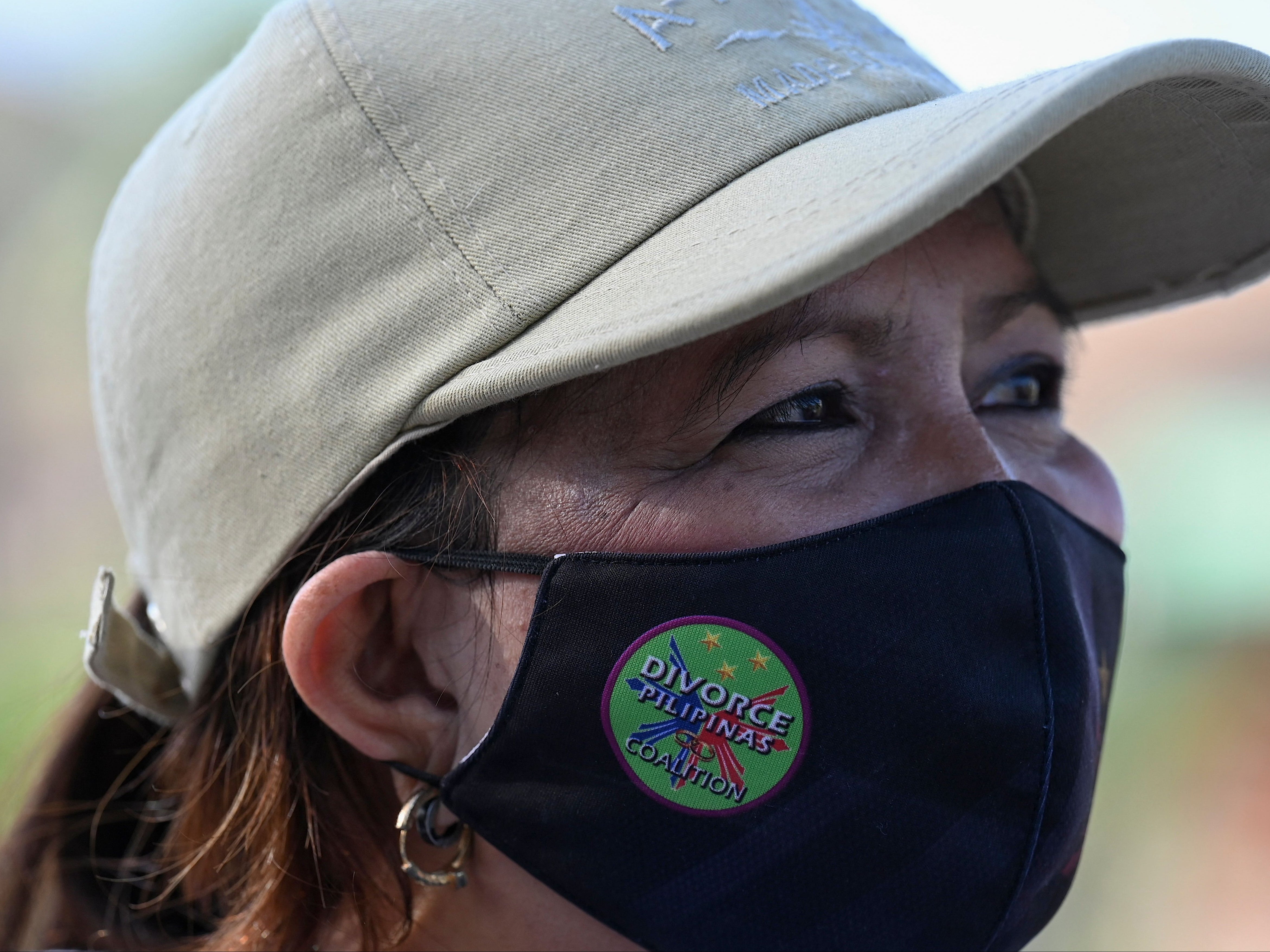 A pro-divorce protester takes part in a demonstration in front of the Senate building in Pasay, Metro Manila, last year