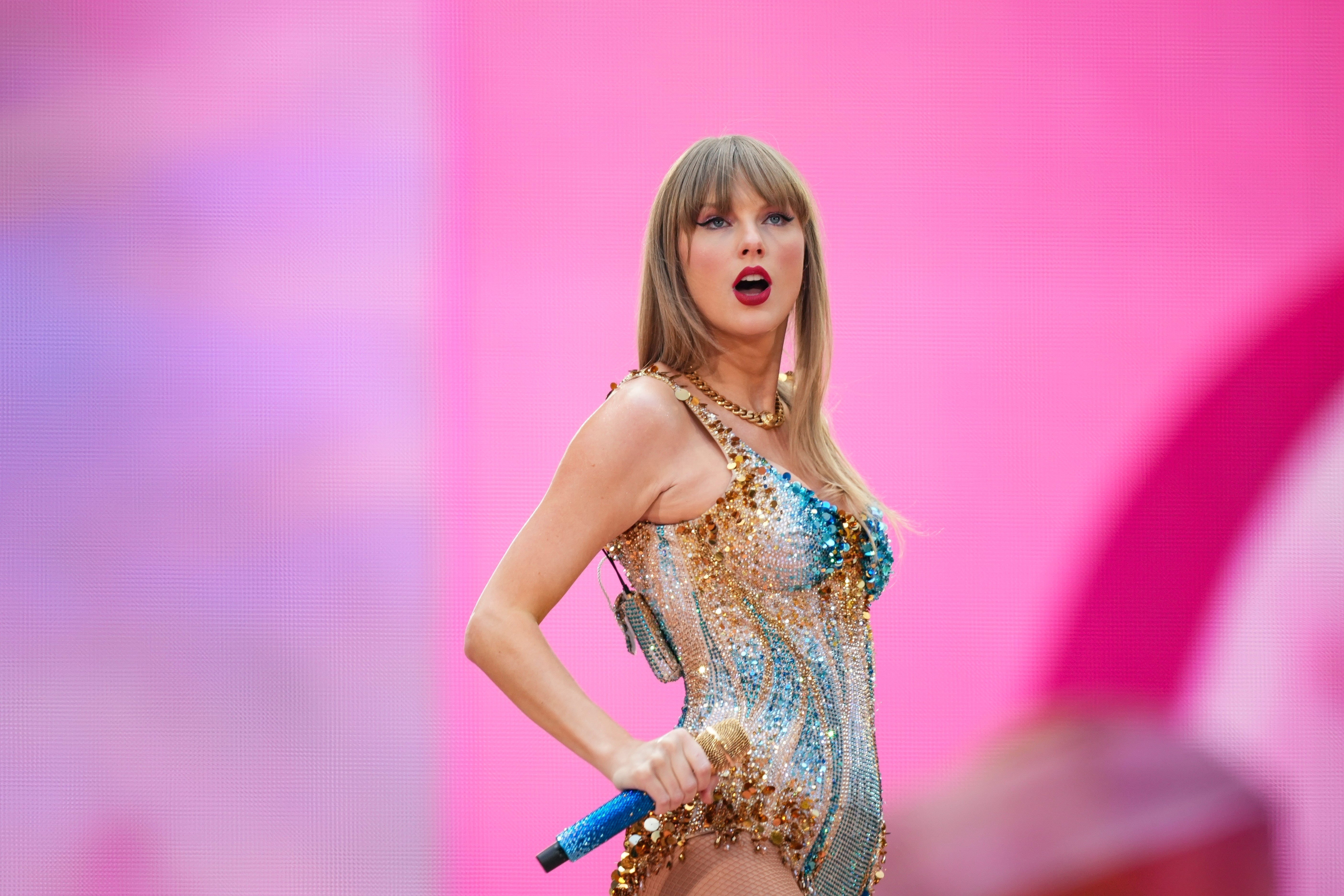 Taylor Swift performs at Wembley Stadium as part of her Eras Tour