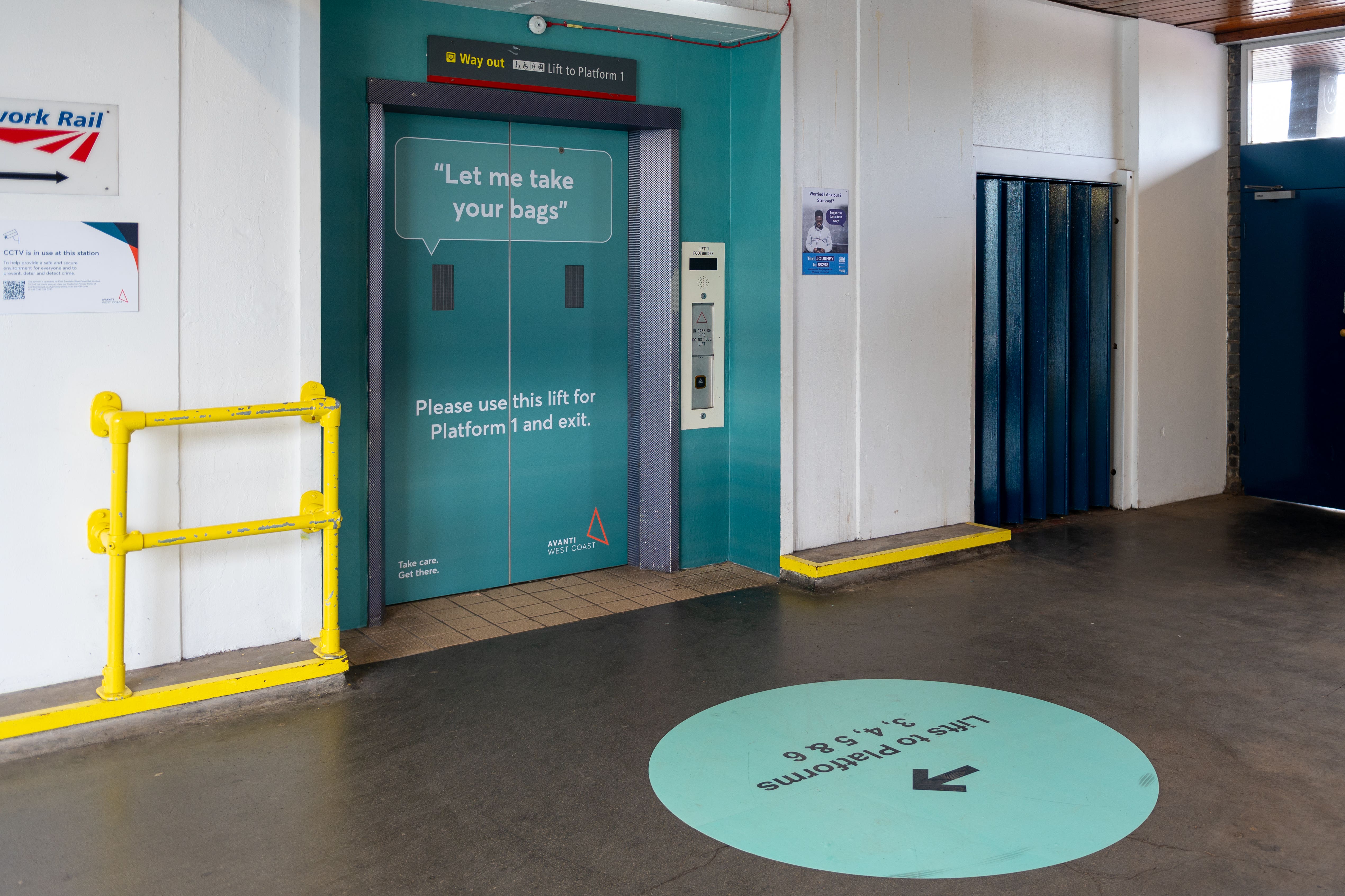 A lift at Stafford railway station given a new design as part of a safety campaign (Avanti West Coast/PA)