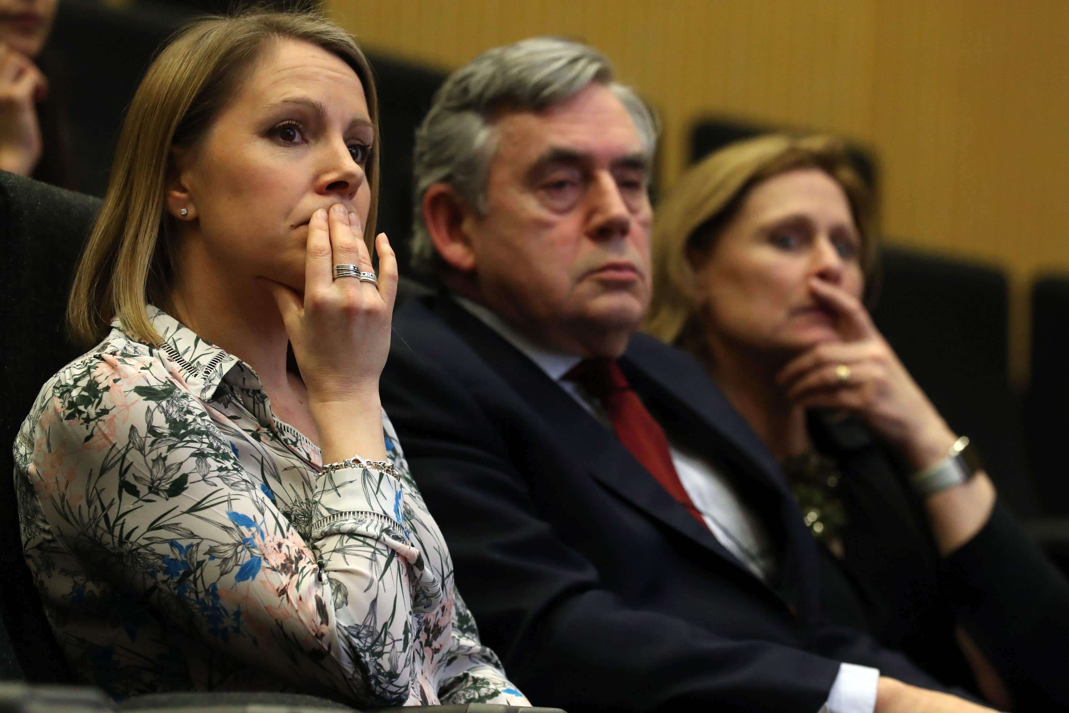 Catherine Smith, left, is pictured here with former Labour prime minister Gordon Brown (Andrew Milligan/PA)