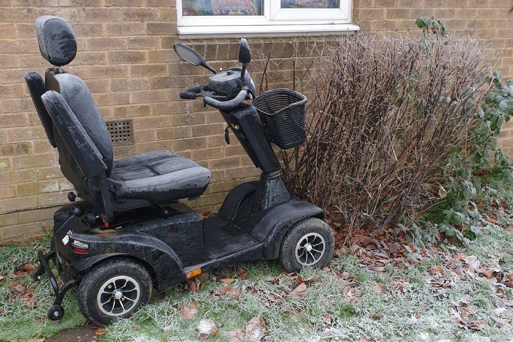 Kimberley Hawkins left Neil Shadwick’s scooter on Old Bisley Road after leaving him to die in freezing weather (Gloucestershire Police/PA)