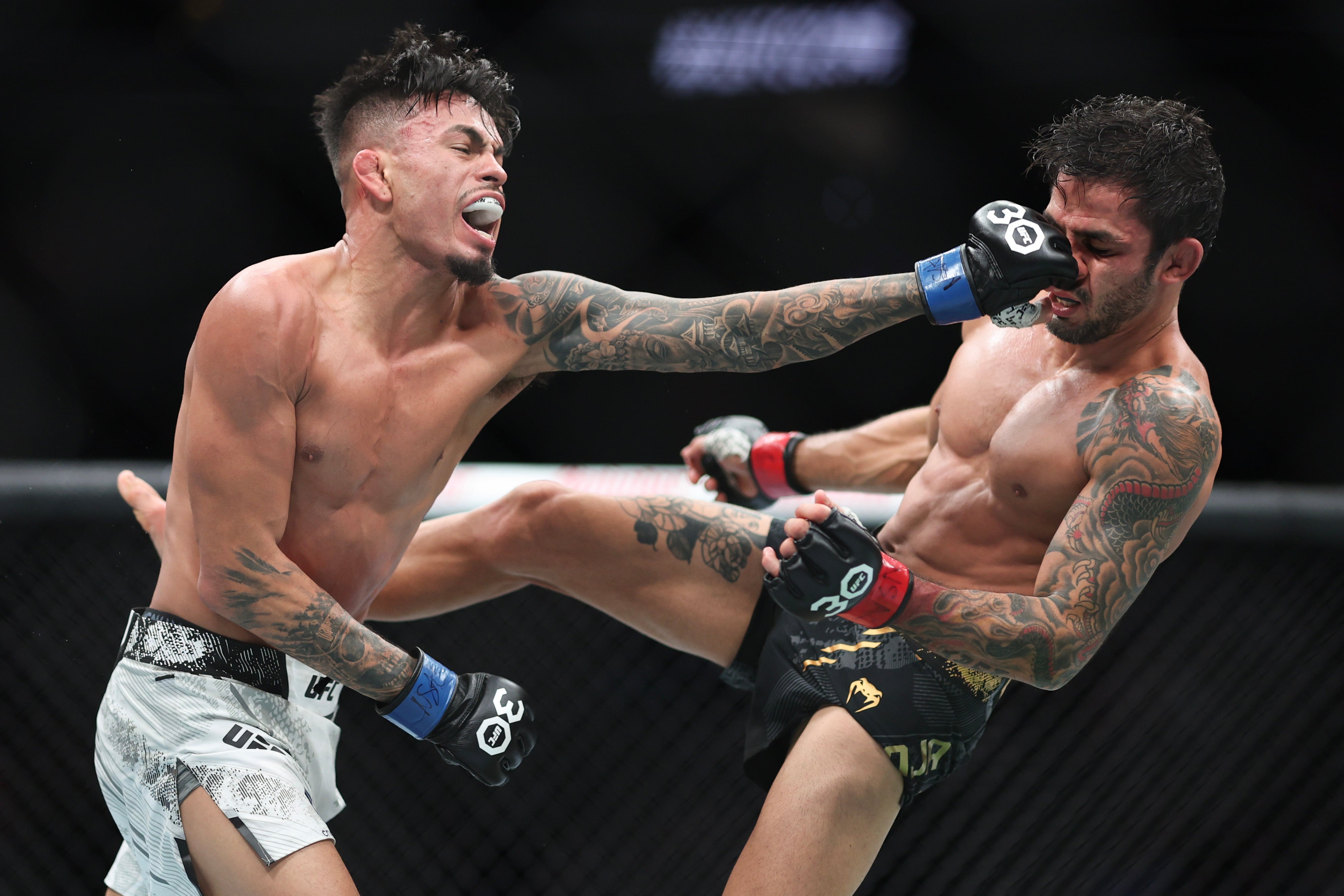 Brandon Royval (left) challenging Alexandre Pantoja for the UFC men’s flyweight title