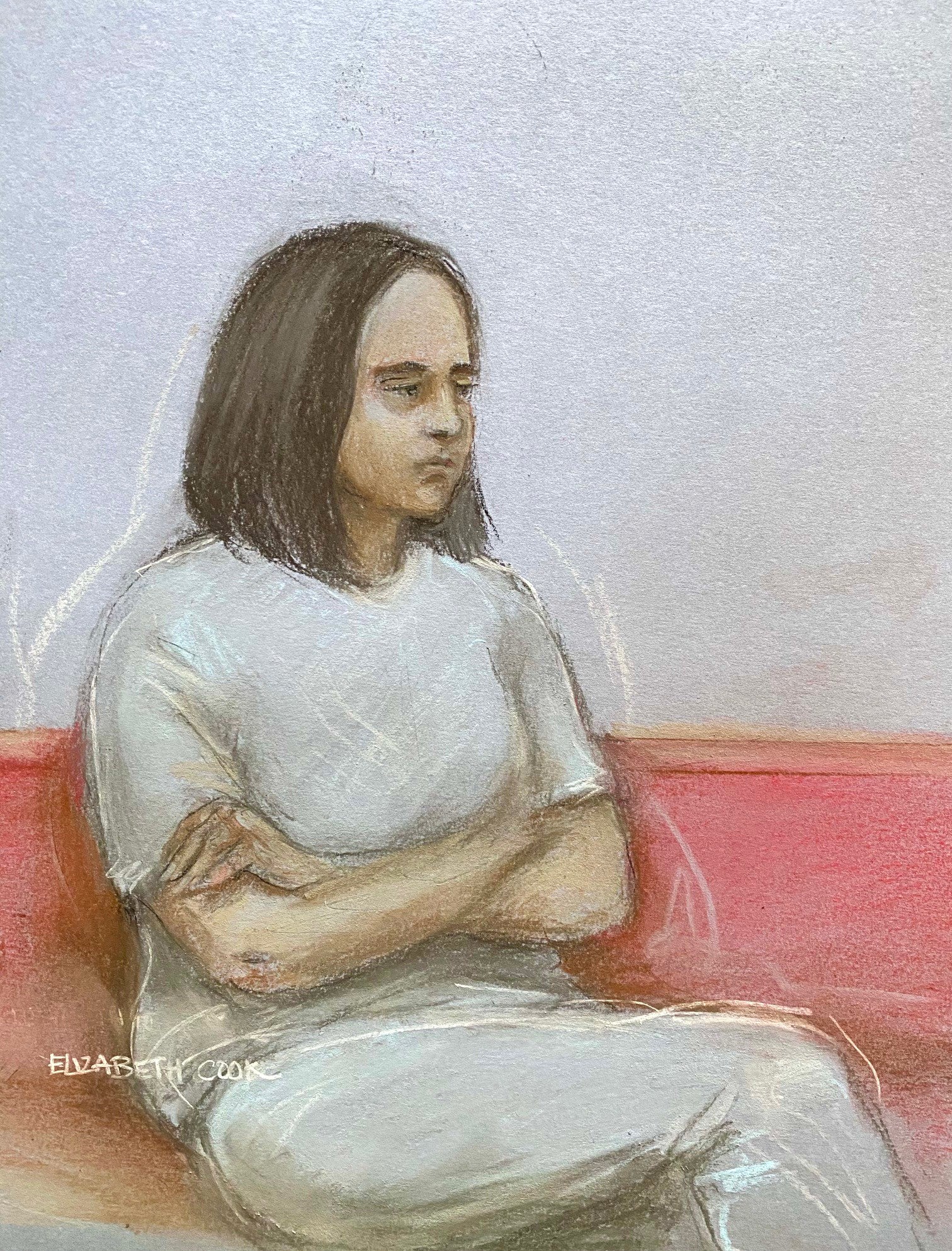 Court artist drawing of Jaskirat Kaur, also known as Jasmine Kang, appearing at Wolverhampton Magistrates’ Court in March (Elizabeth Cook/PA)