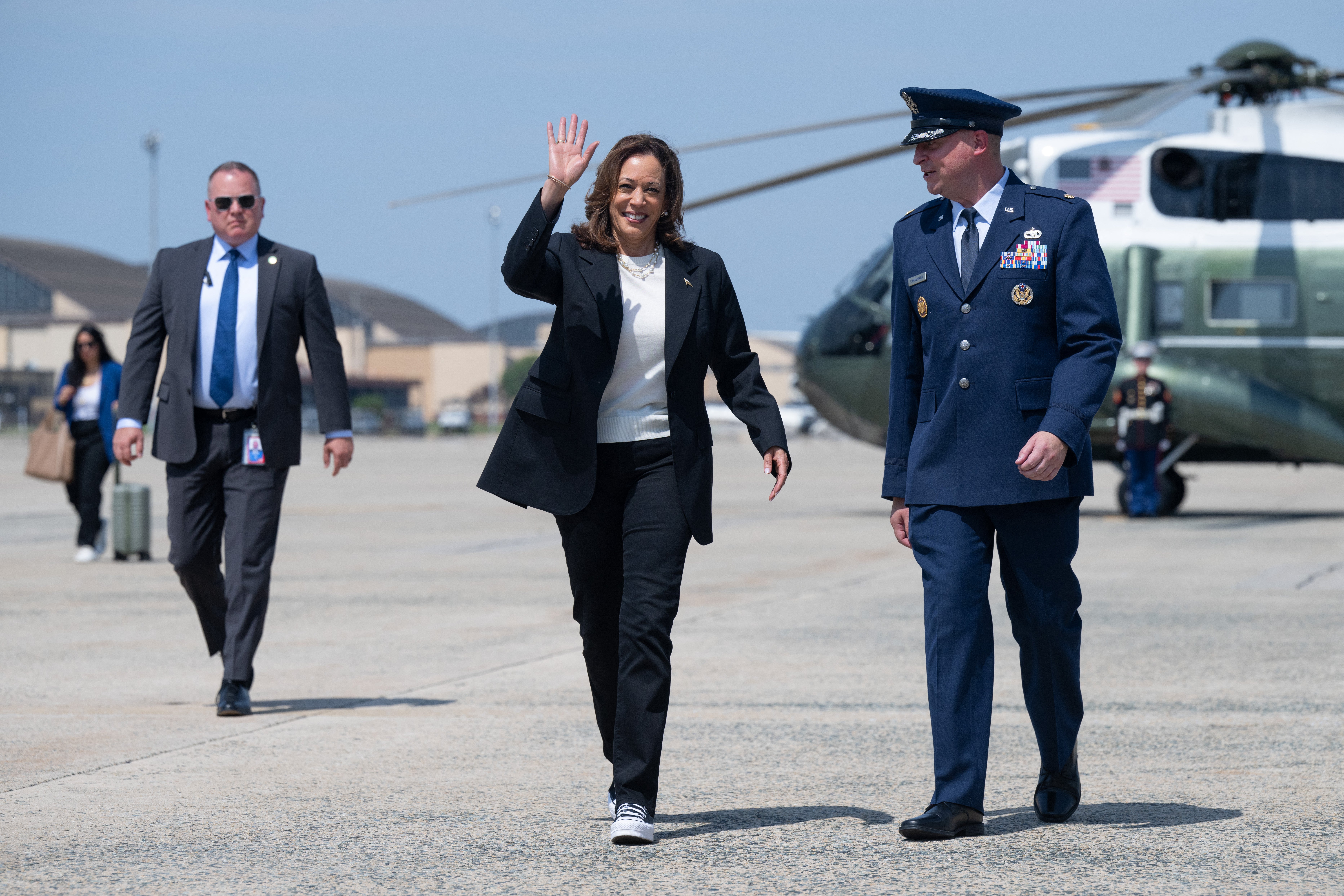 Kamala Harris boards Air Force Two for her two-day trip to Georgia