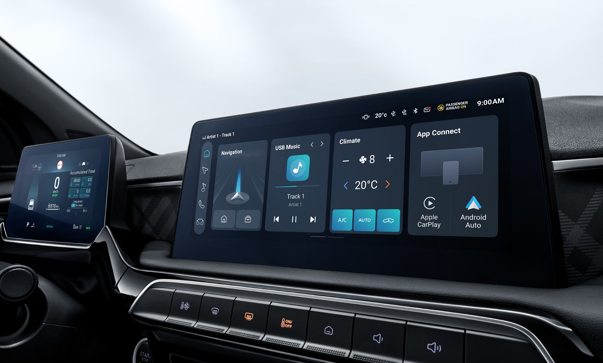 The HD touchscreen gives instant access to satnav, your music and DAB radio stations