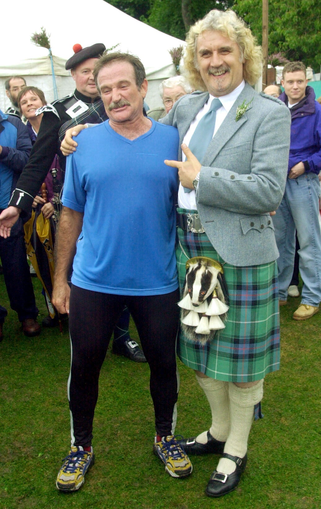 Billy Connolly with Robin Williams at the Lonach Highland Games in Scotland