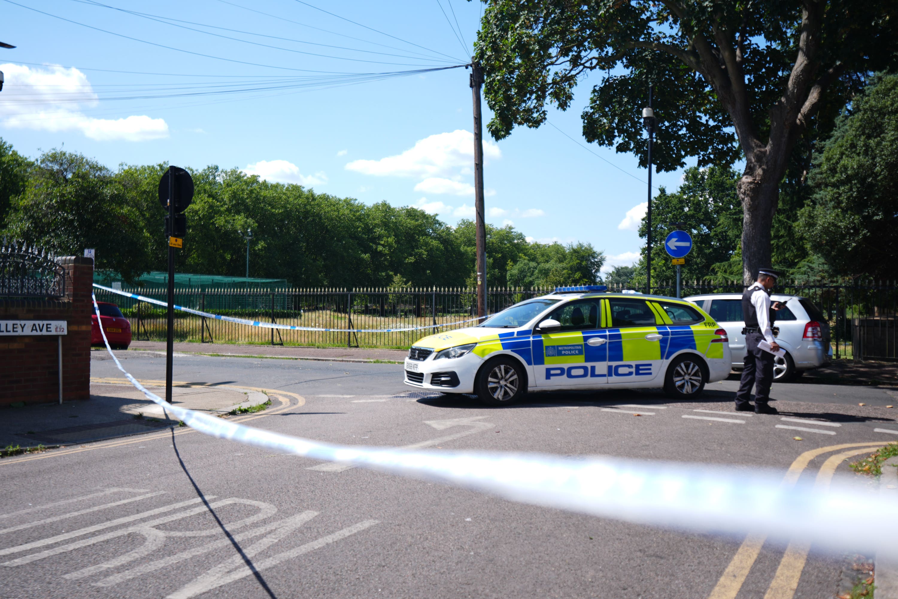 Police at Plashet Park, Newham, after a man was stabbed to death (James Manning/PA)