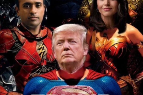 Donald Trump posted a photoshopped image of himself and his allies as DC Comics superheroes