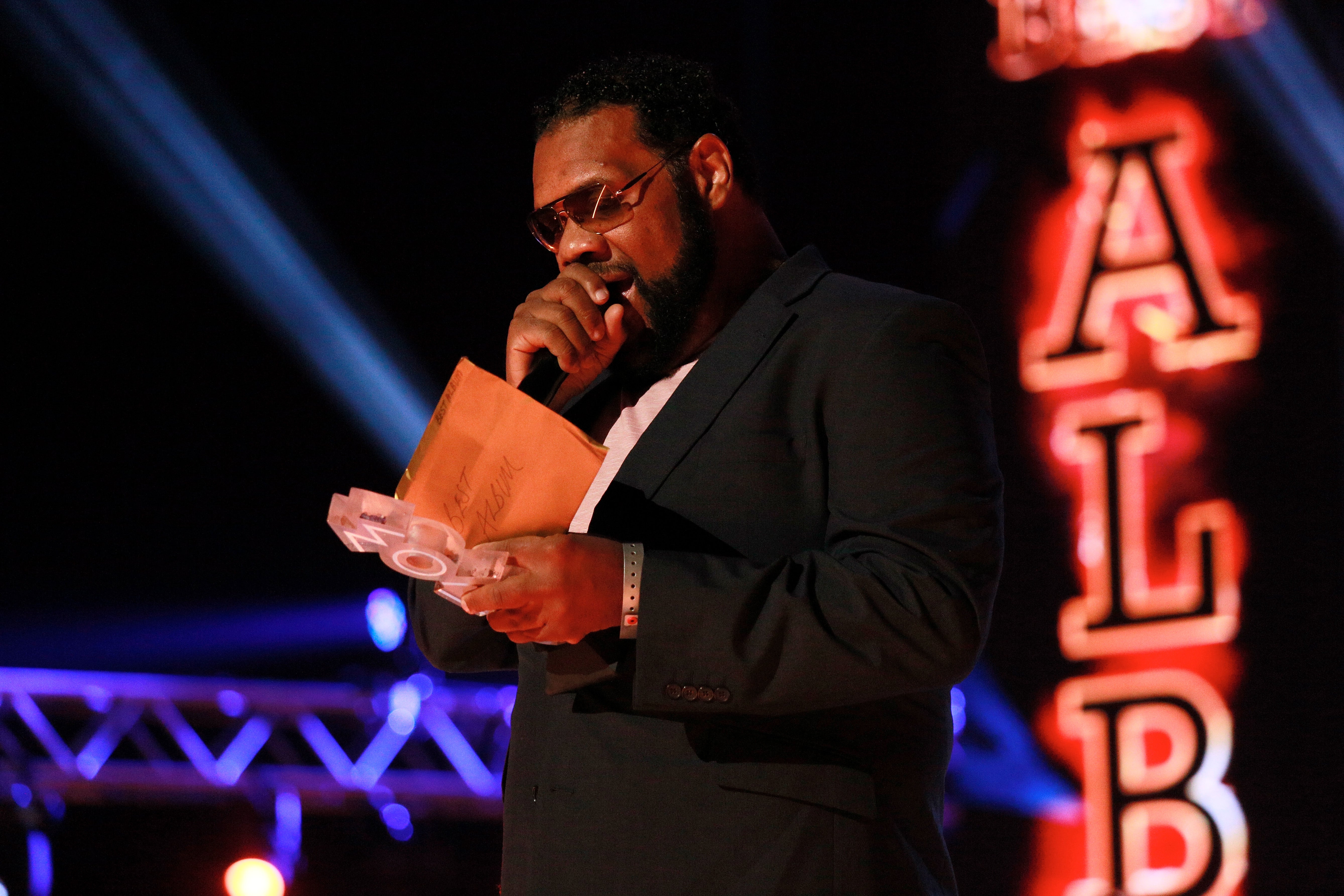 Fatman Scoop onstage at the MOBO Awards in 2017