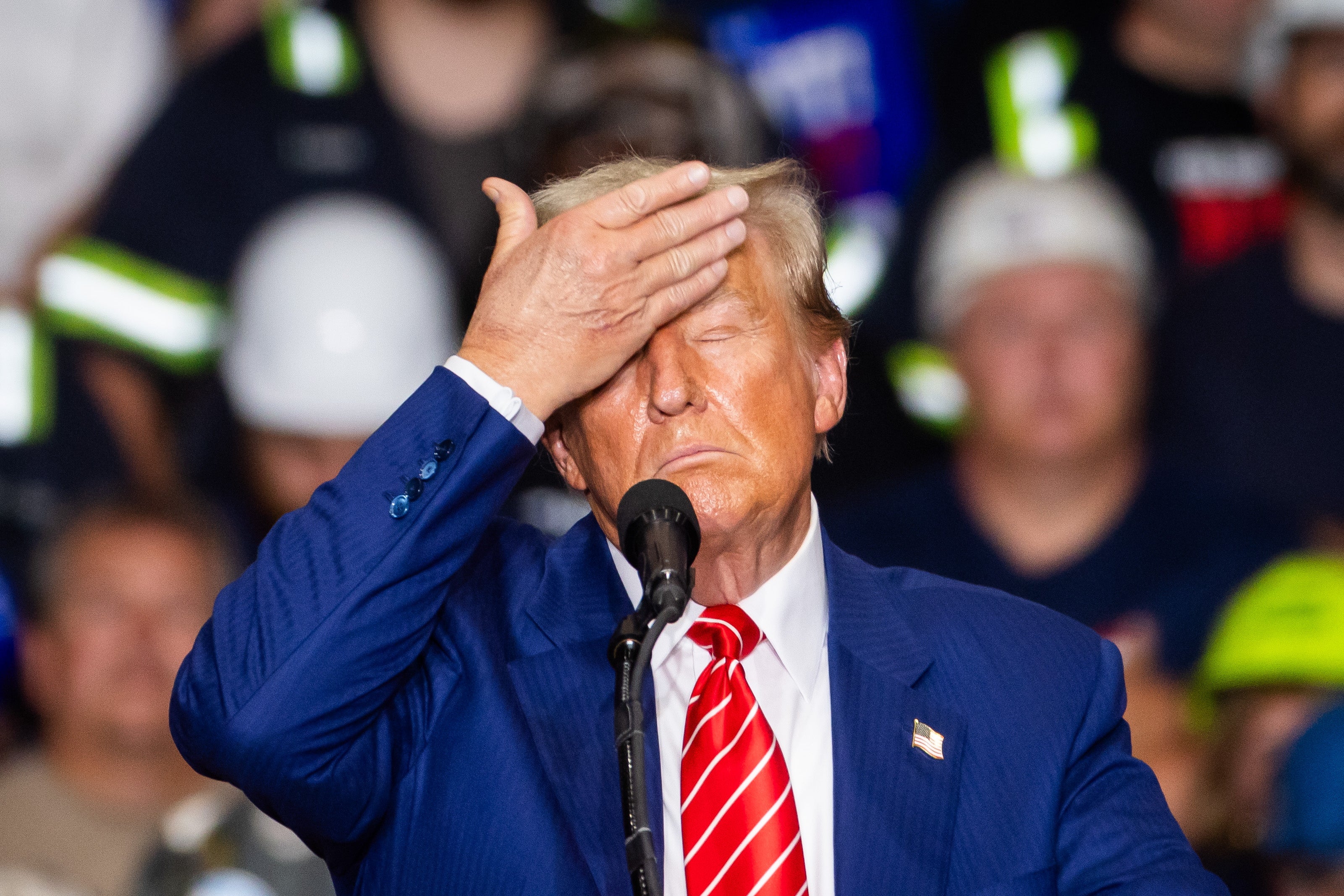 Former president and current Republican presidential nominee Donald Trump speaks at a campaign rally in Johnstown, Pennsylvania, where he couldn’t help but lay into Kamala Harris