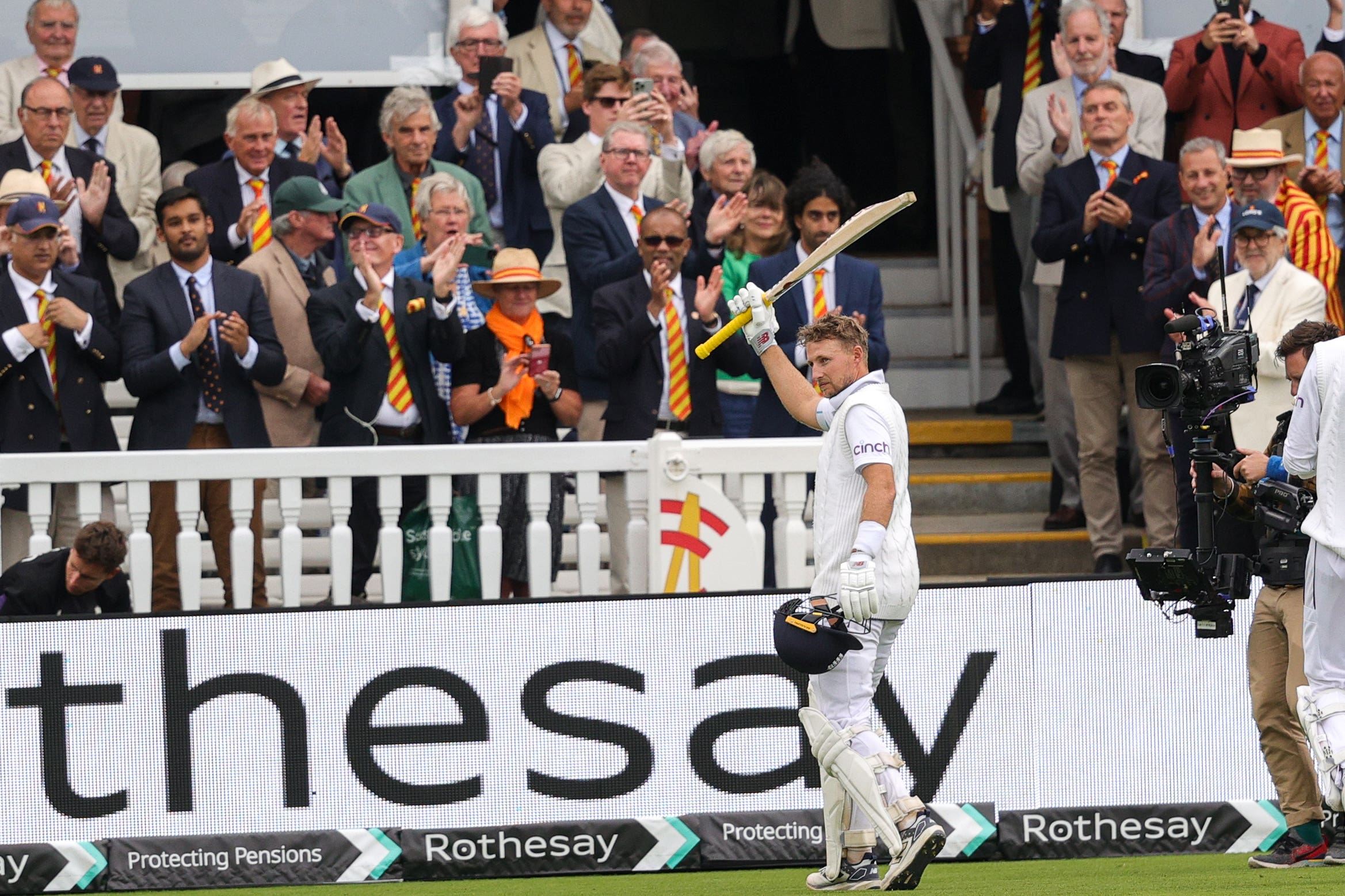 Joe Root acknowledges the crowd after his second-innings century against Sri Lanka at Lord’s (Ben Whitley/PA)