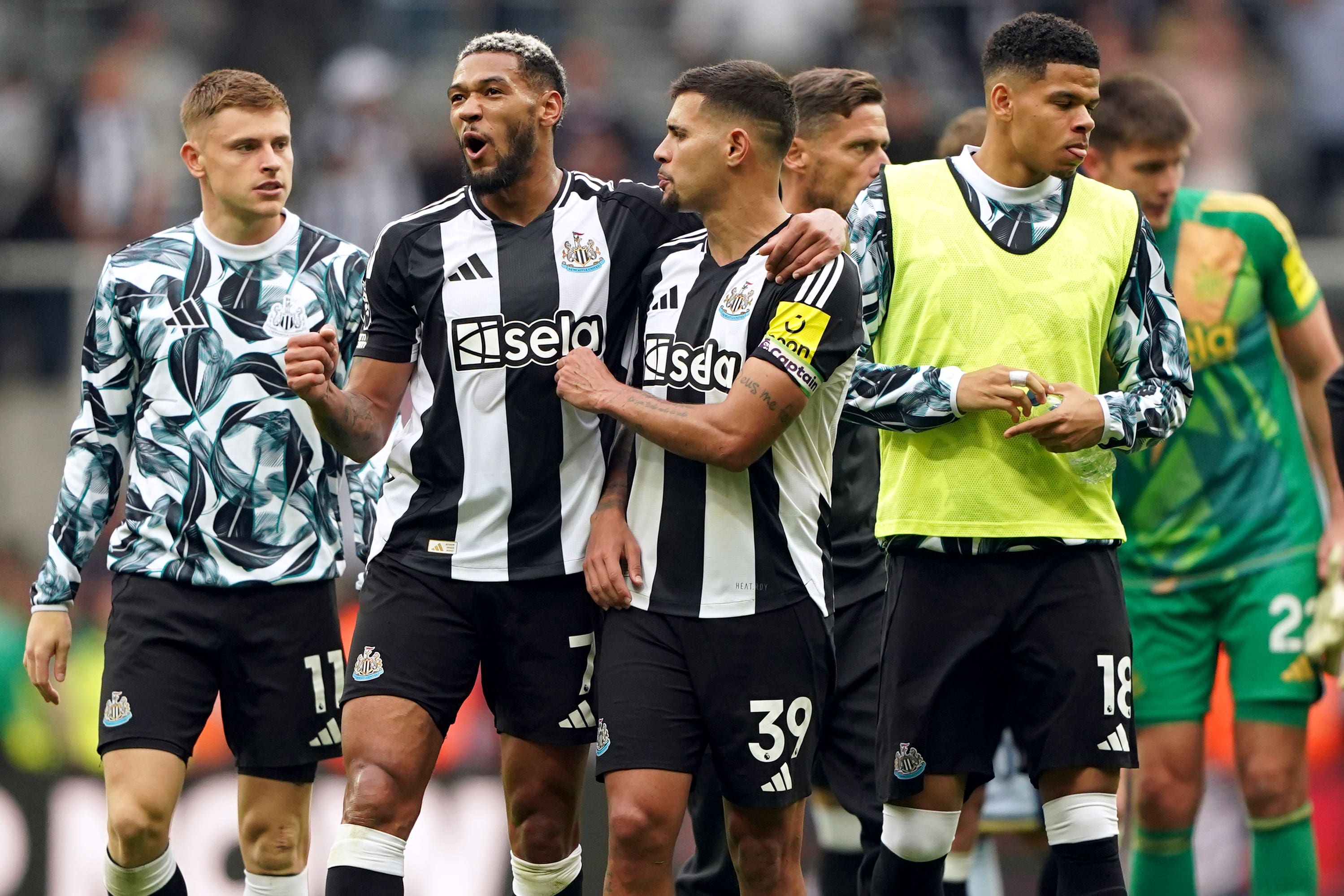 Newcastle celebrate victory over Tottenham (Owen Humphreys/PA)