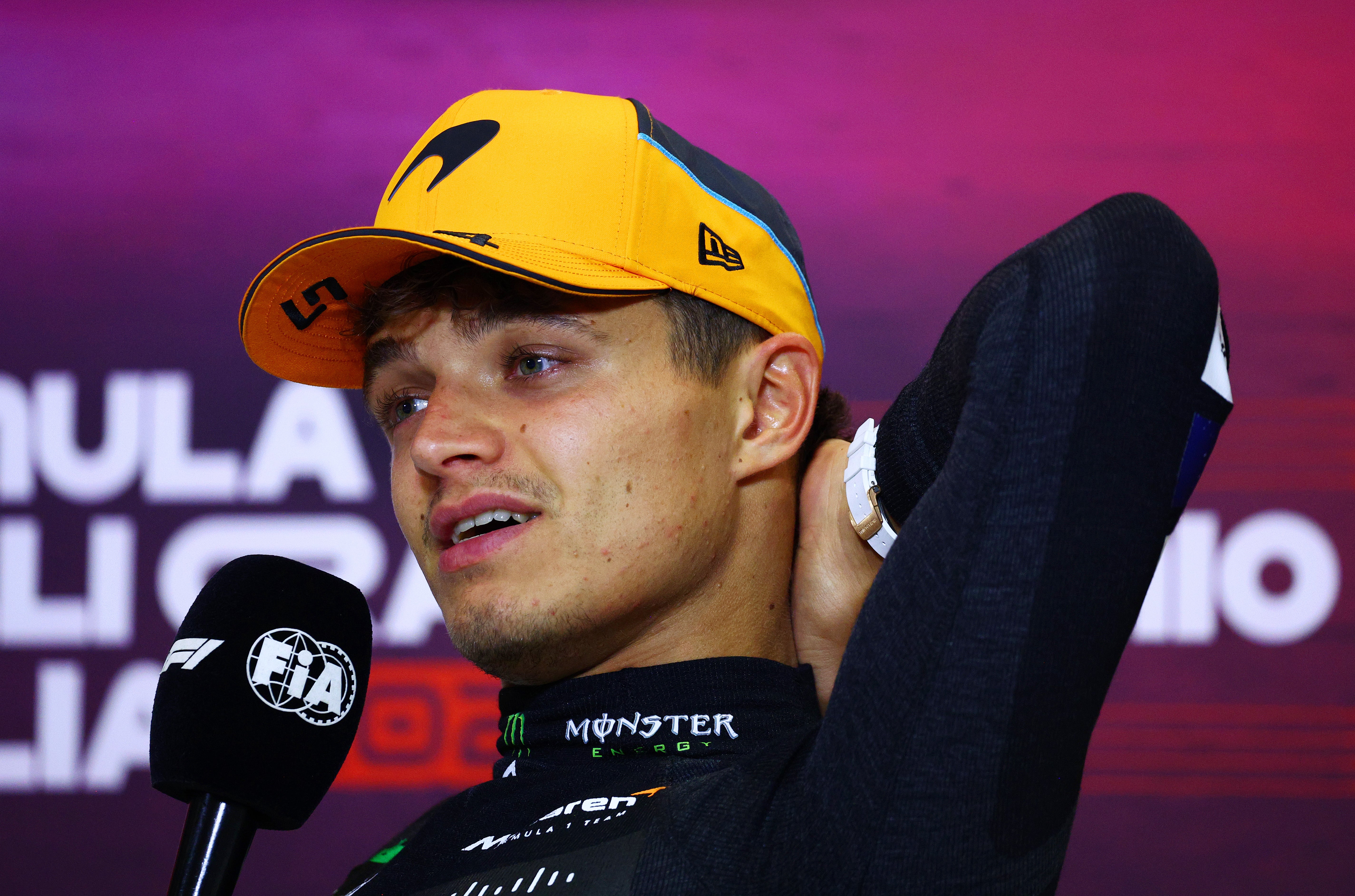 Lando Norris finished the Italian Grand Prix in third, behind McLaren team-mate Oscar Piastri