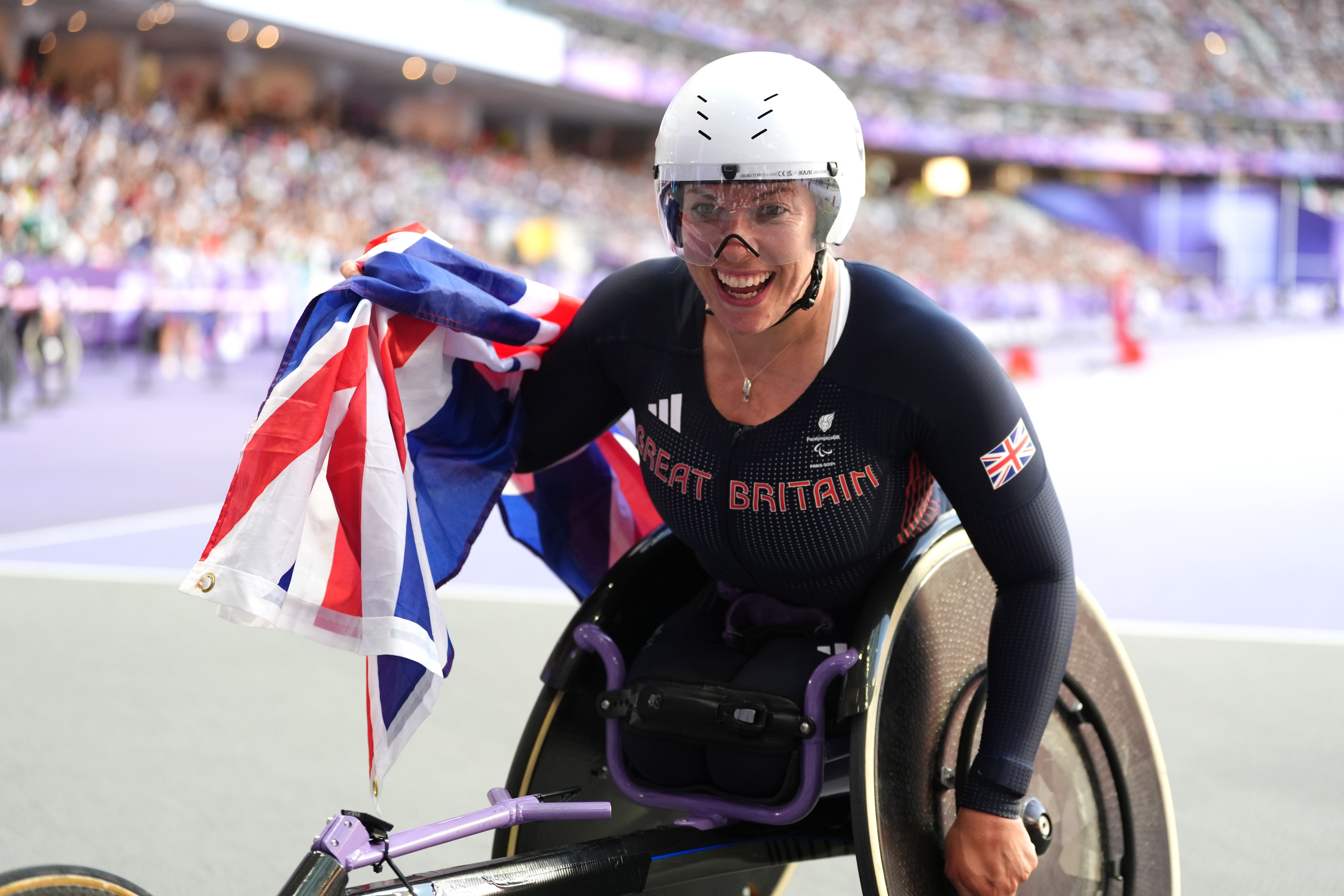 Hannah Cockroft celebrated gold in the 100m T34 final on Sunday (Adam Davy/PA)