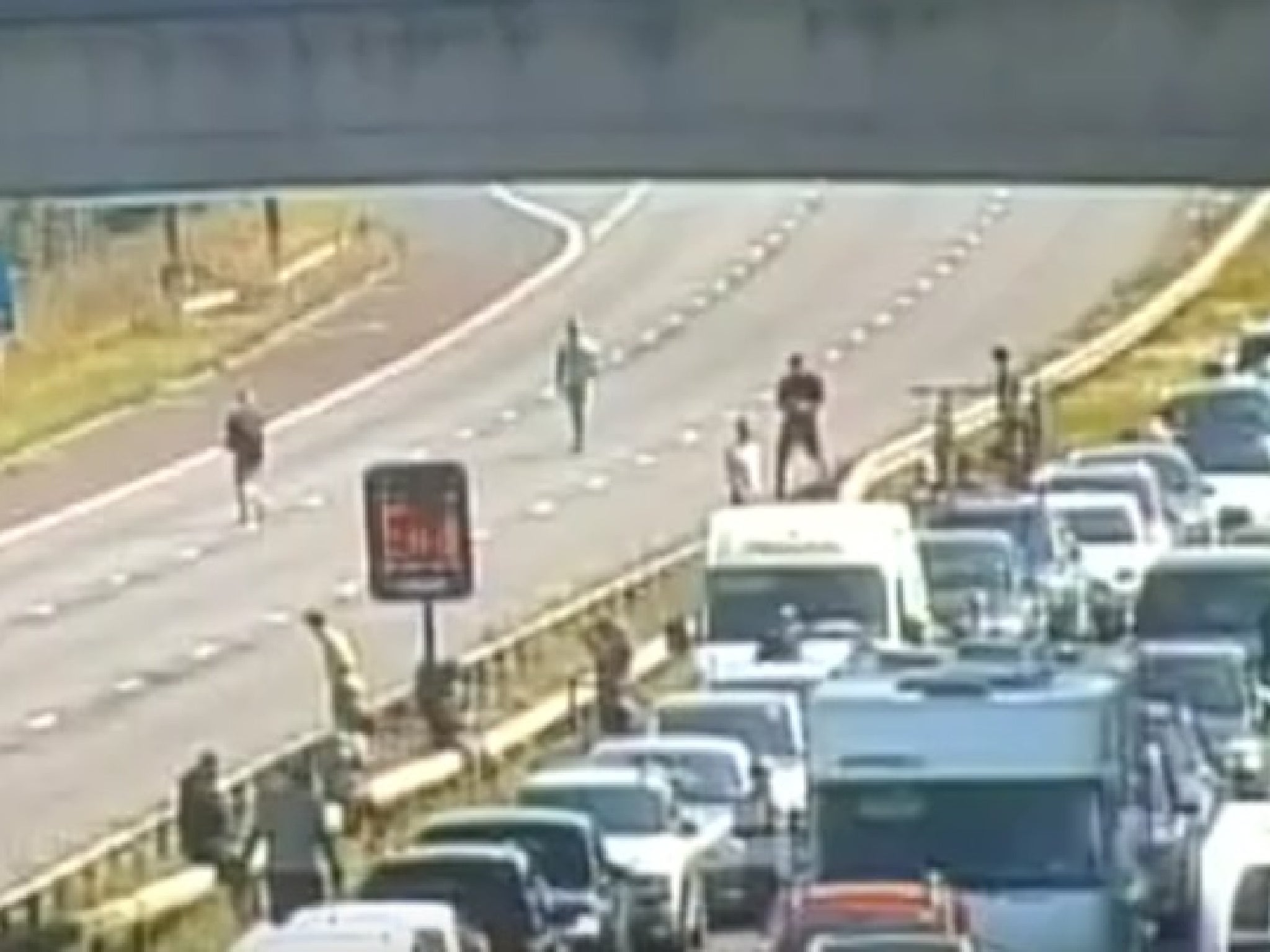 Some motorists walked down the carriageway to get to a service station