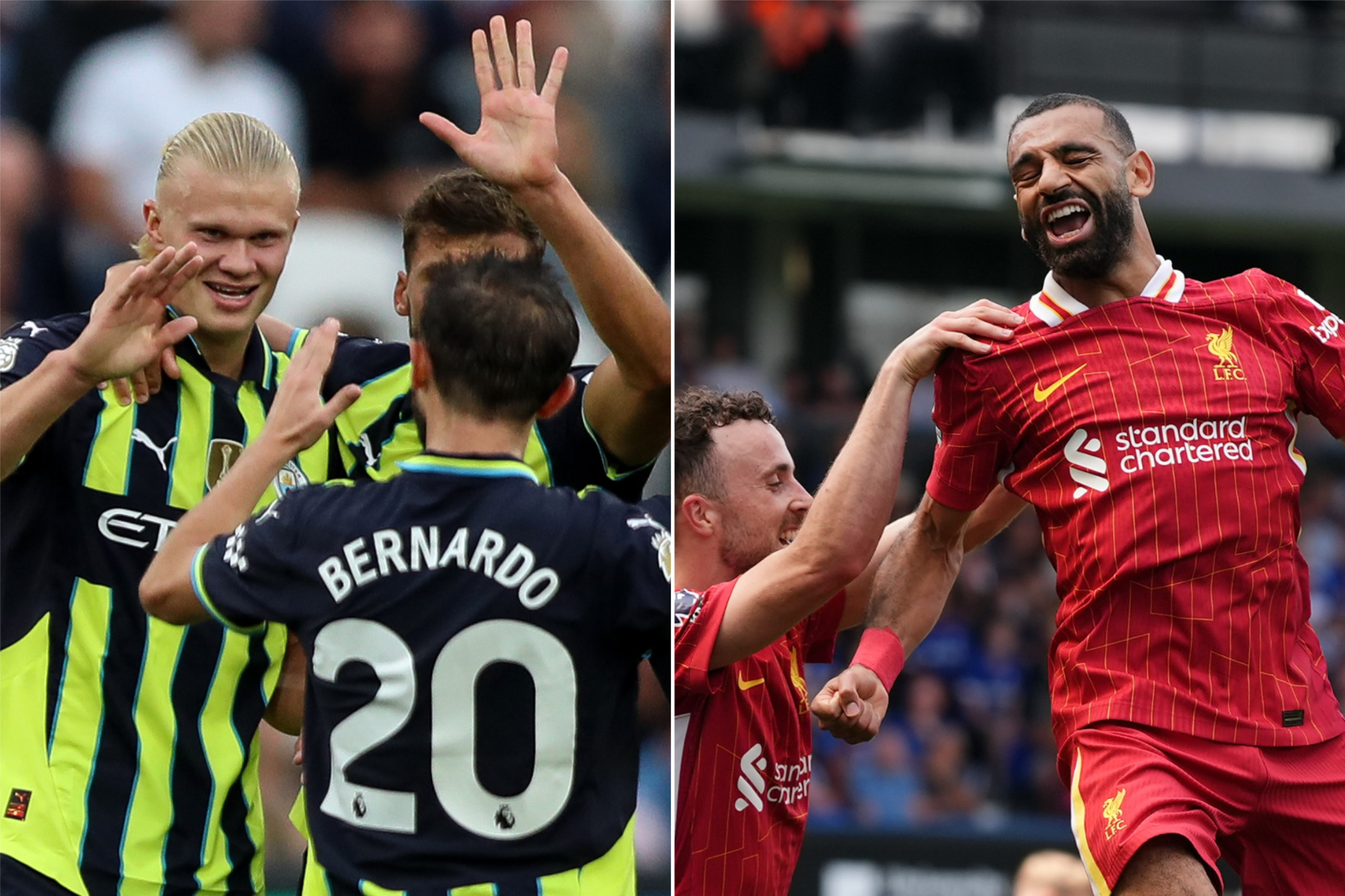 Erling Haaland (left) and Mohamed Salah have been celebrating for Manchester City and Liverpool respectively (Rhianna Chadwick/Bradley Collyer/PA)