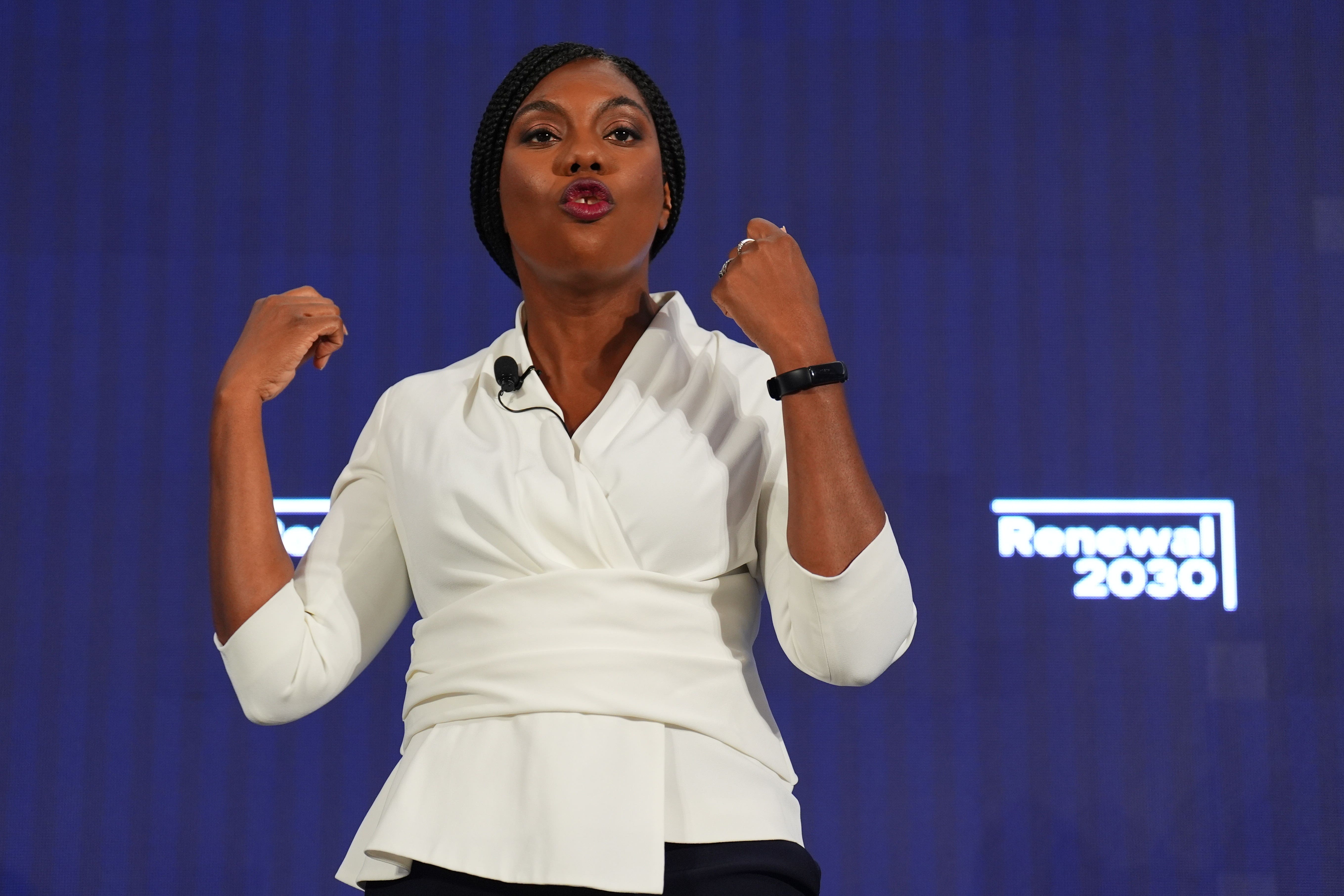 Kemi Badenoch launching her bid for the Tory leadership (James Manning/PA)