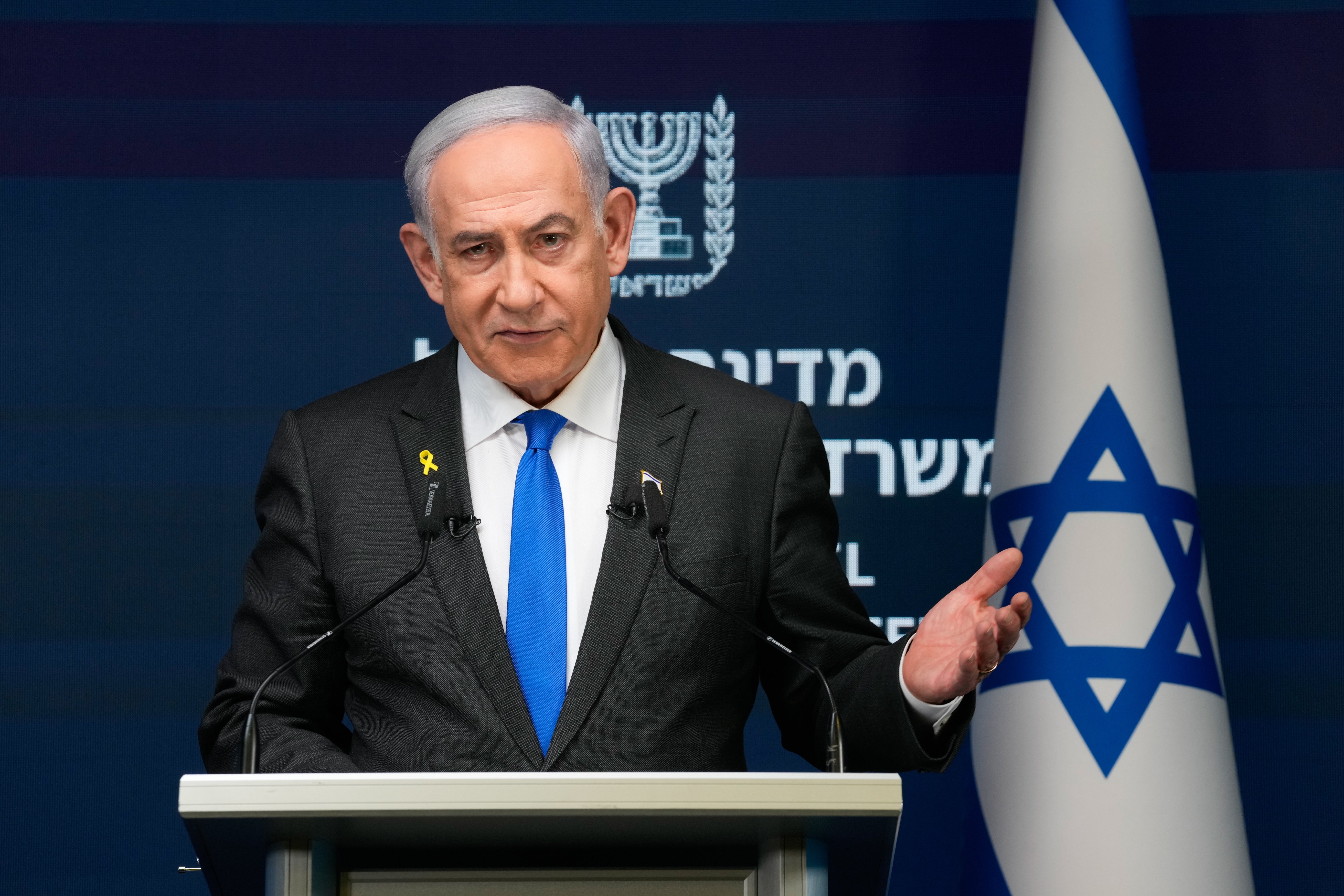 Benjamin Netanyahu appeared stressed as he held his ground on conditions for a ceasefire in a press conference on Monday night