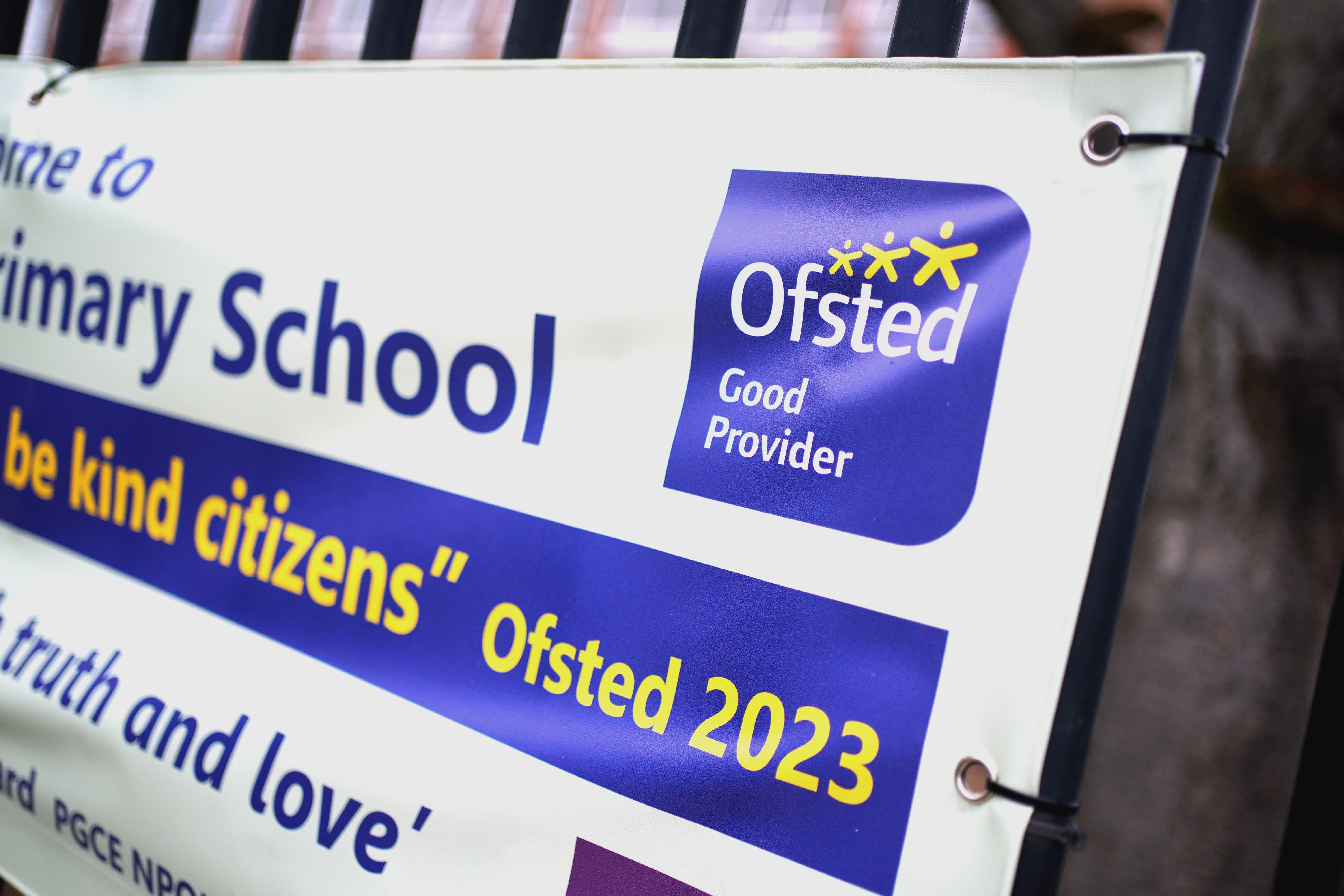 A sign displaying a ‘good’ Ofsted rating outside a school. The single-word phrases are to be phased out (Yui Mok/PA)