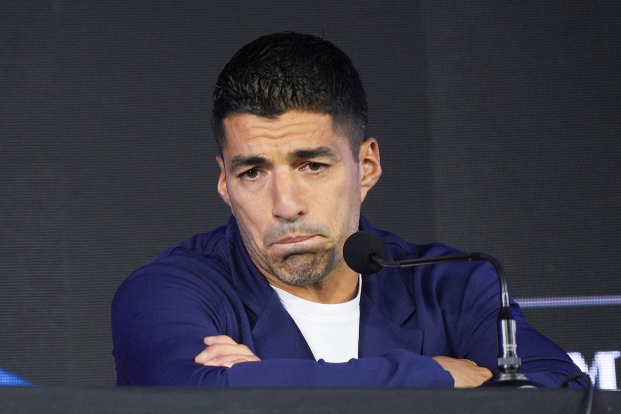 Luis Suarez was emotional as he announced his international retirement