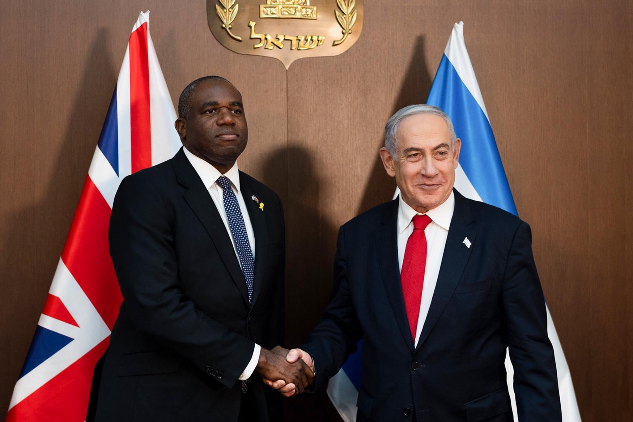 Foreign secretary David Lammy with Israeli prime Benjamin Netanyahu