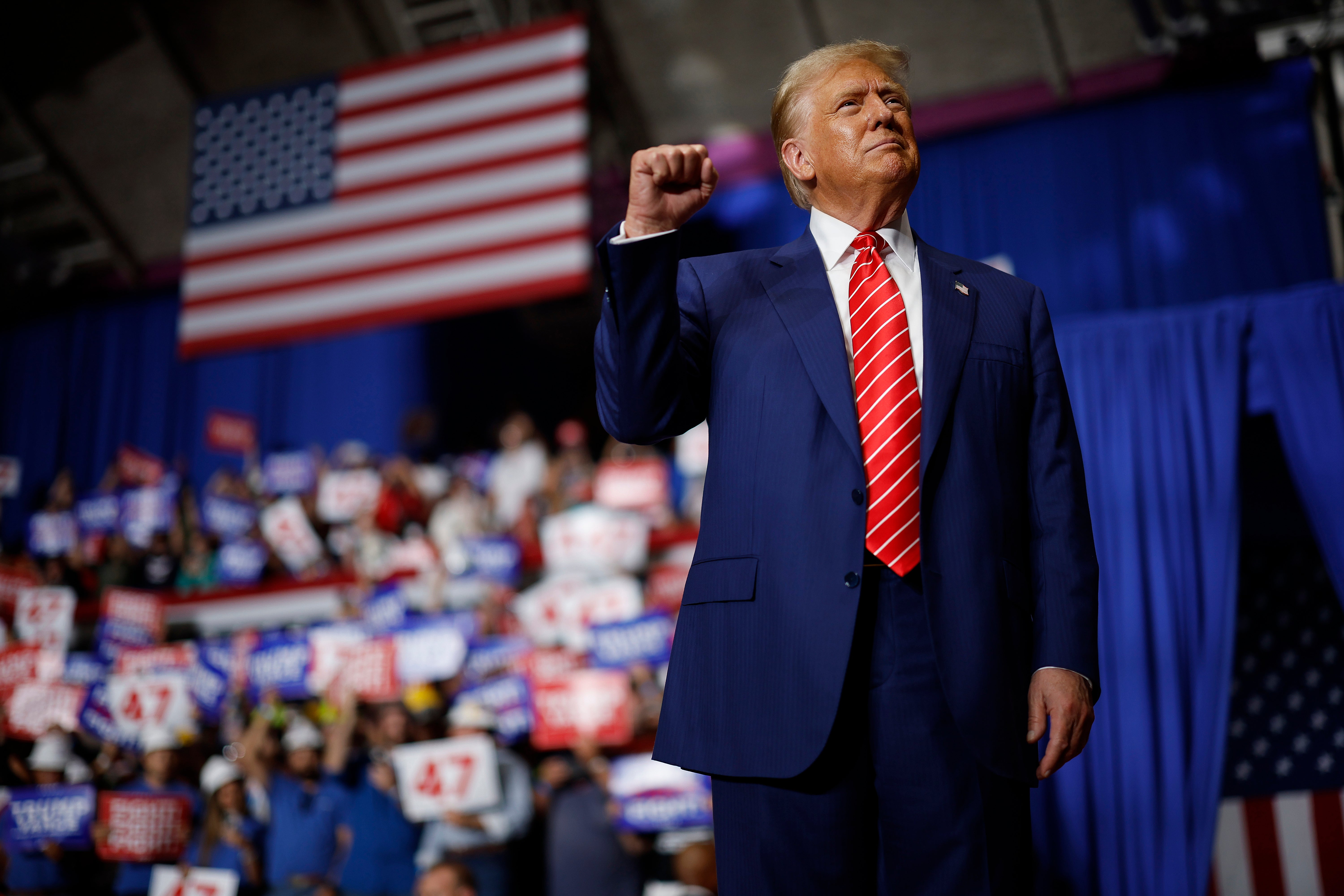 Donald Trump holds a campaign rally in Johnstown, Pennsylvania, on August 30. His campaign has rejected attempts to portray his visits to former ‘sundown’ towns as deliberately racist or provocative.