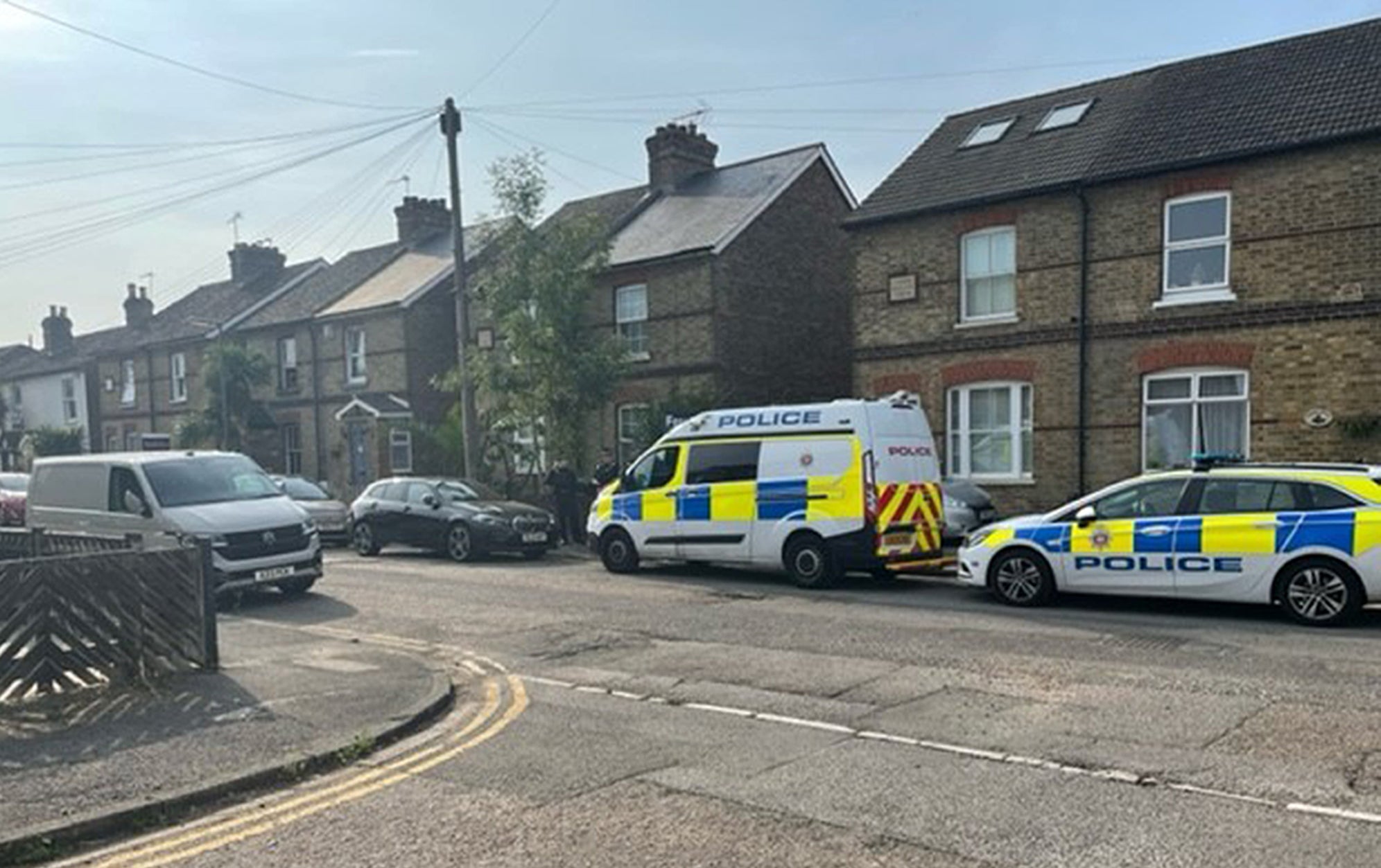 Police at the scene in Bremer Road, Staines-Upon-Thames