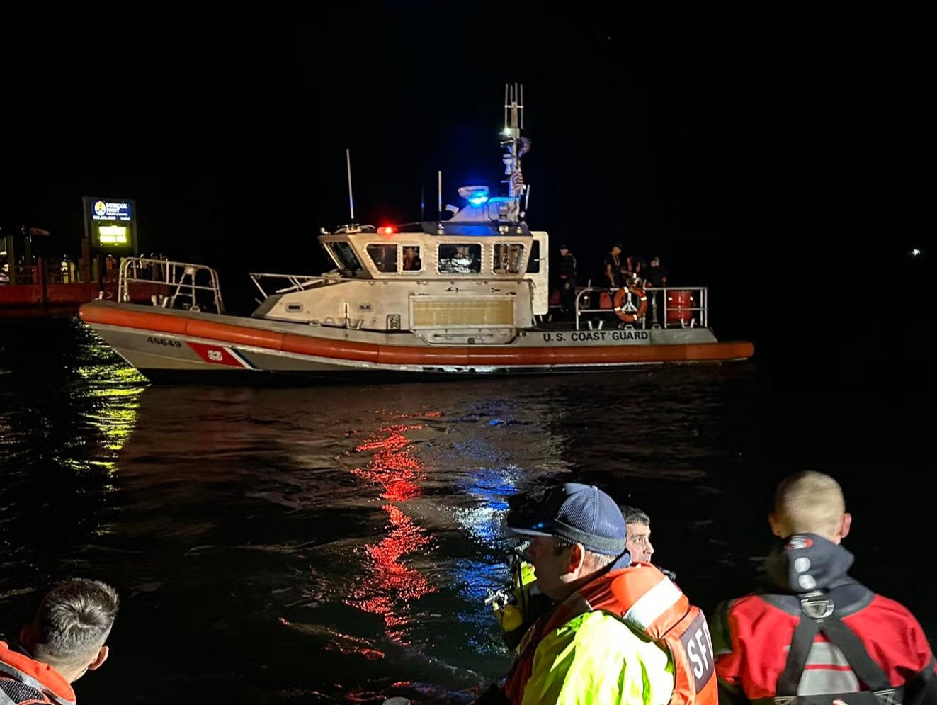 A fleet of helicopters and boats rushed to Harbor One Marina jetty in Old Saybrook late on Labor Day after a boat crash. Now, authorities are searching for two missing men.