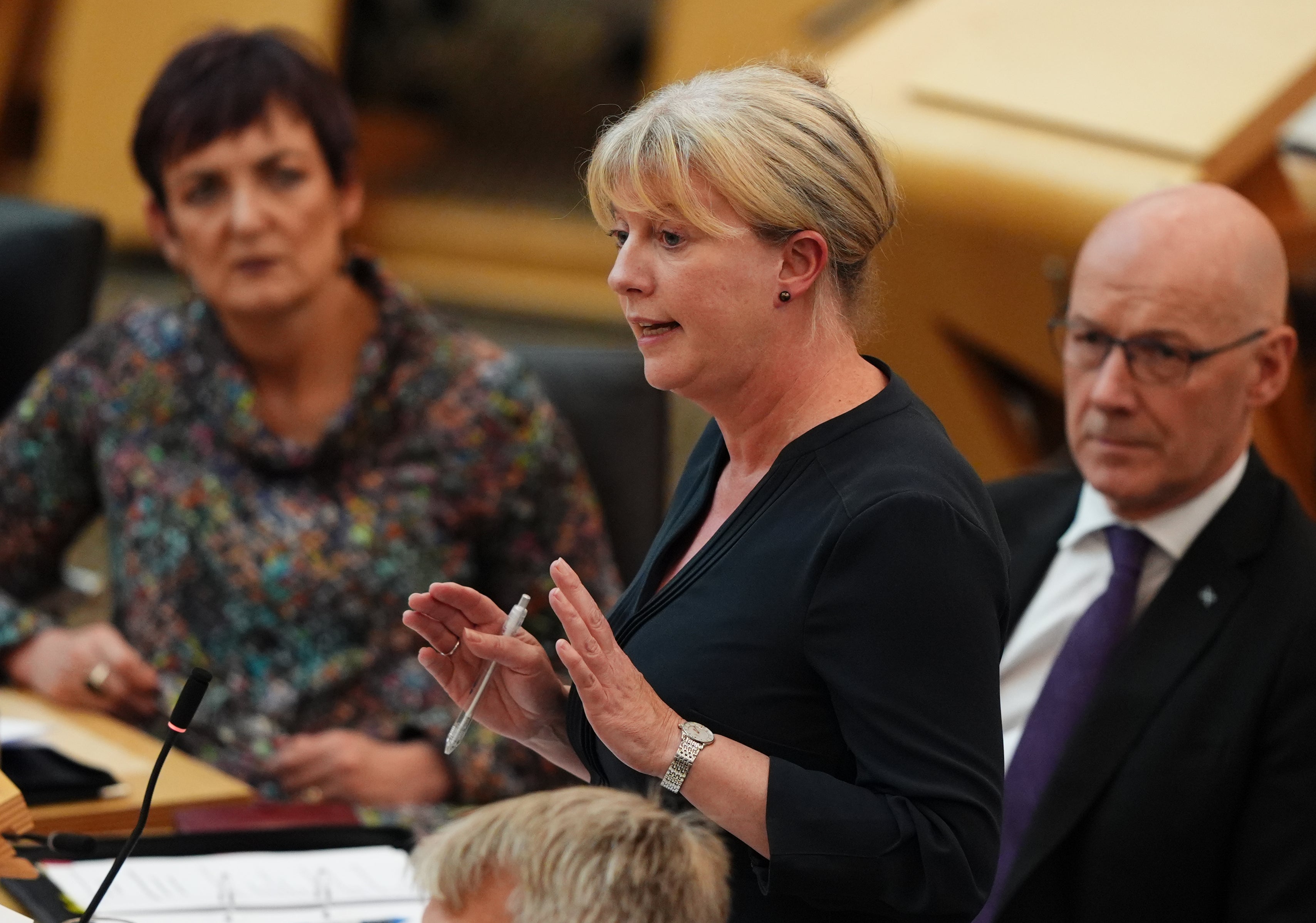 Finance secretary Shona Robison updates the Scottish parliament in Edinburgh on Tuesday