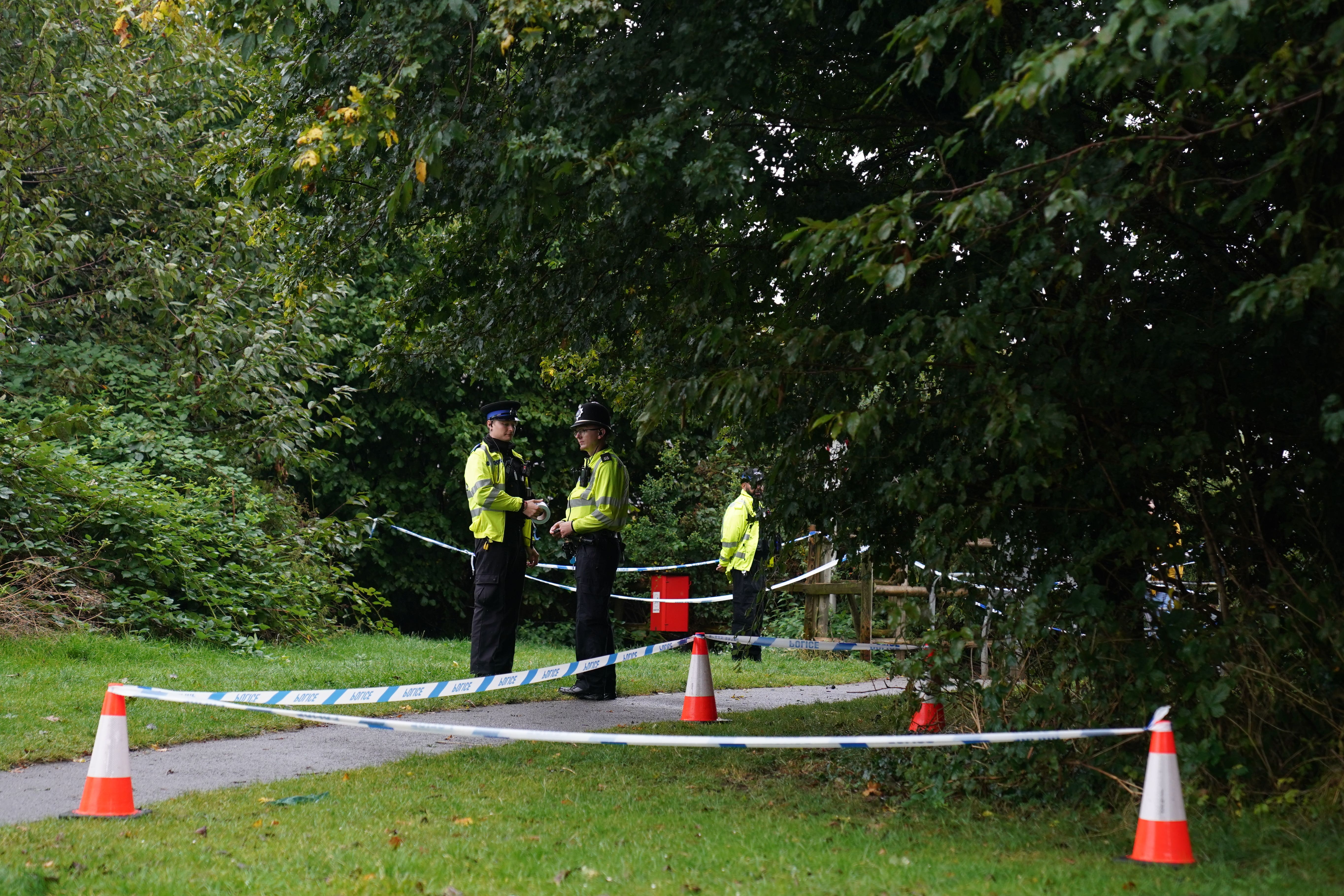 Police officers at Franklin Park, Leicester (Jacob King/PA)