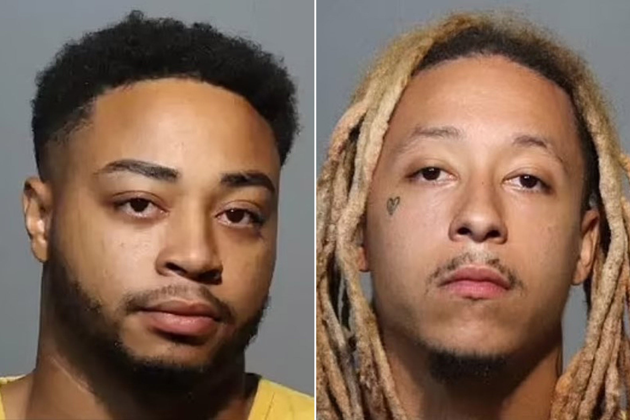 Chance Byron (left) and Damari Dennis (right) face a combined total of 16 counts against them after allegedly attempting to sell the Florida cop’s stolen gun