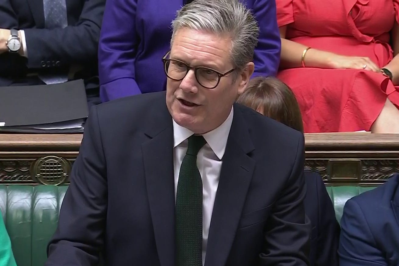 Sir Keir Starmer speaking during Prime Minister’s Questions in the House of Commons (House of Commons/UK Parliament/PA)