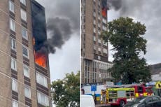 Seventy firefighters tackle fire in Catford high rise on day Grenfell report released