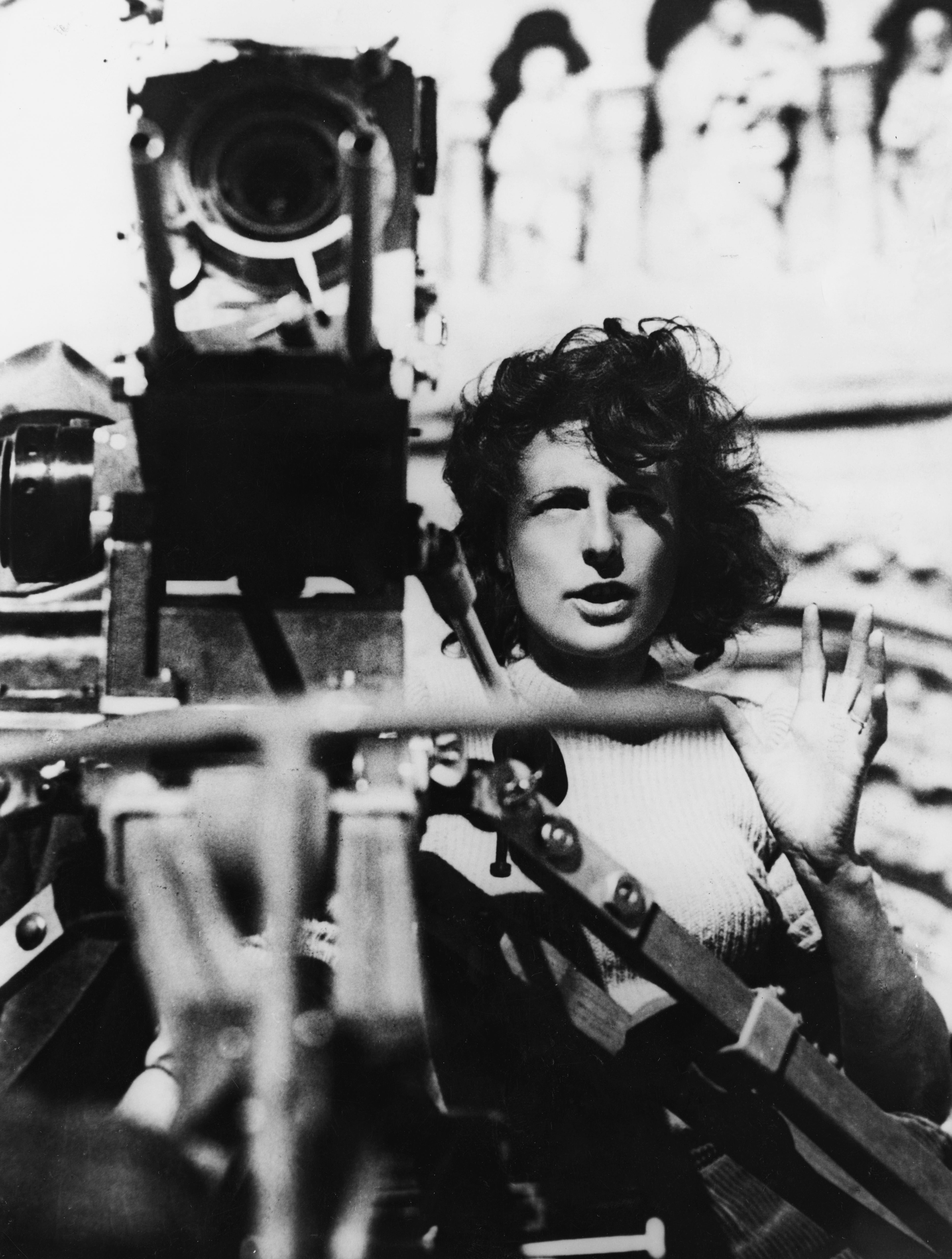 Riefenstahl behind the camera on the set of ‘Tiefland’ in 1944