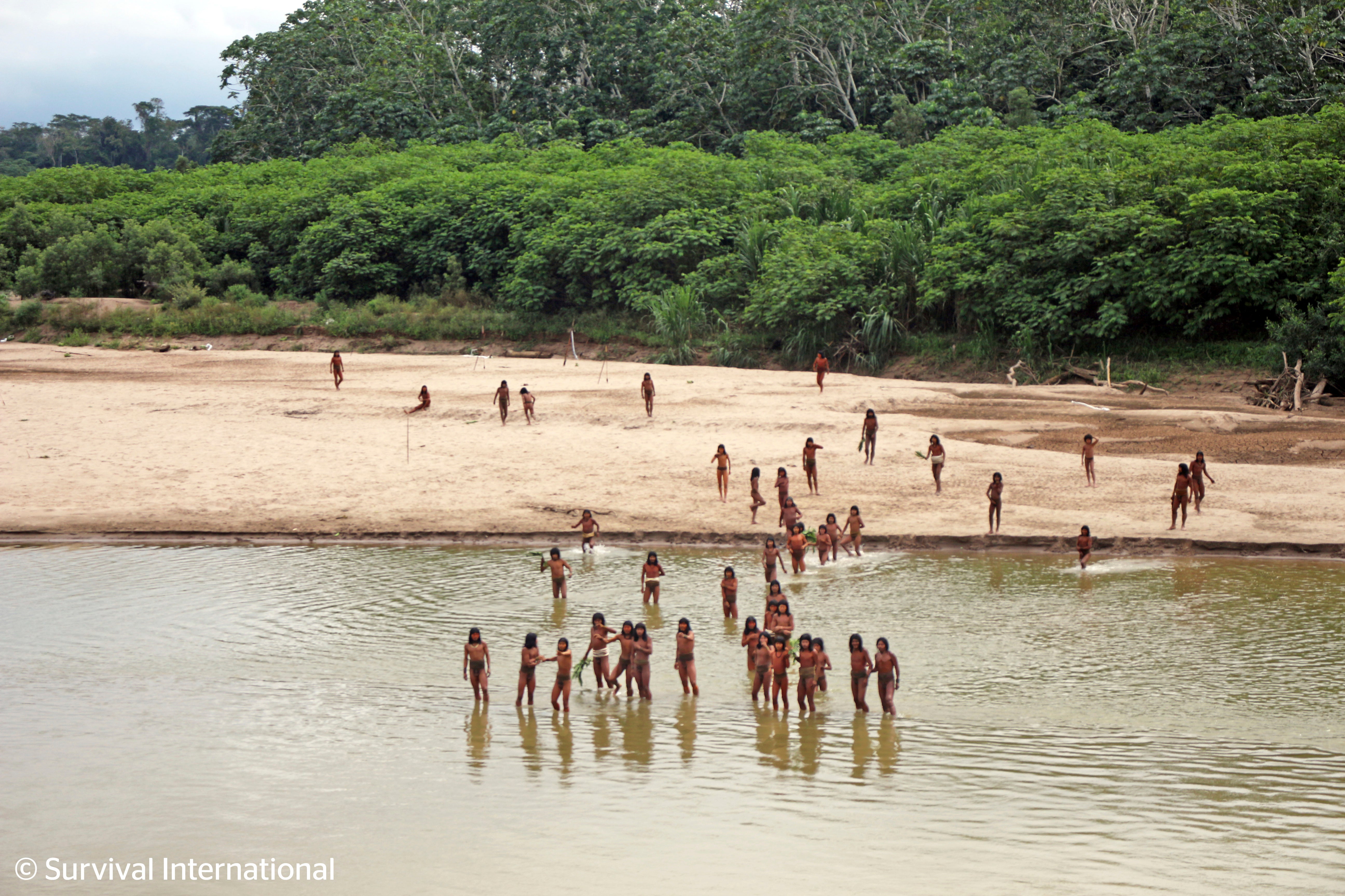 Members of the Mashco Piro along Las Piedras River in the Amazon near the community of Monte Salvado, in Madre de Dios province, Peru