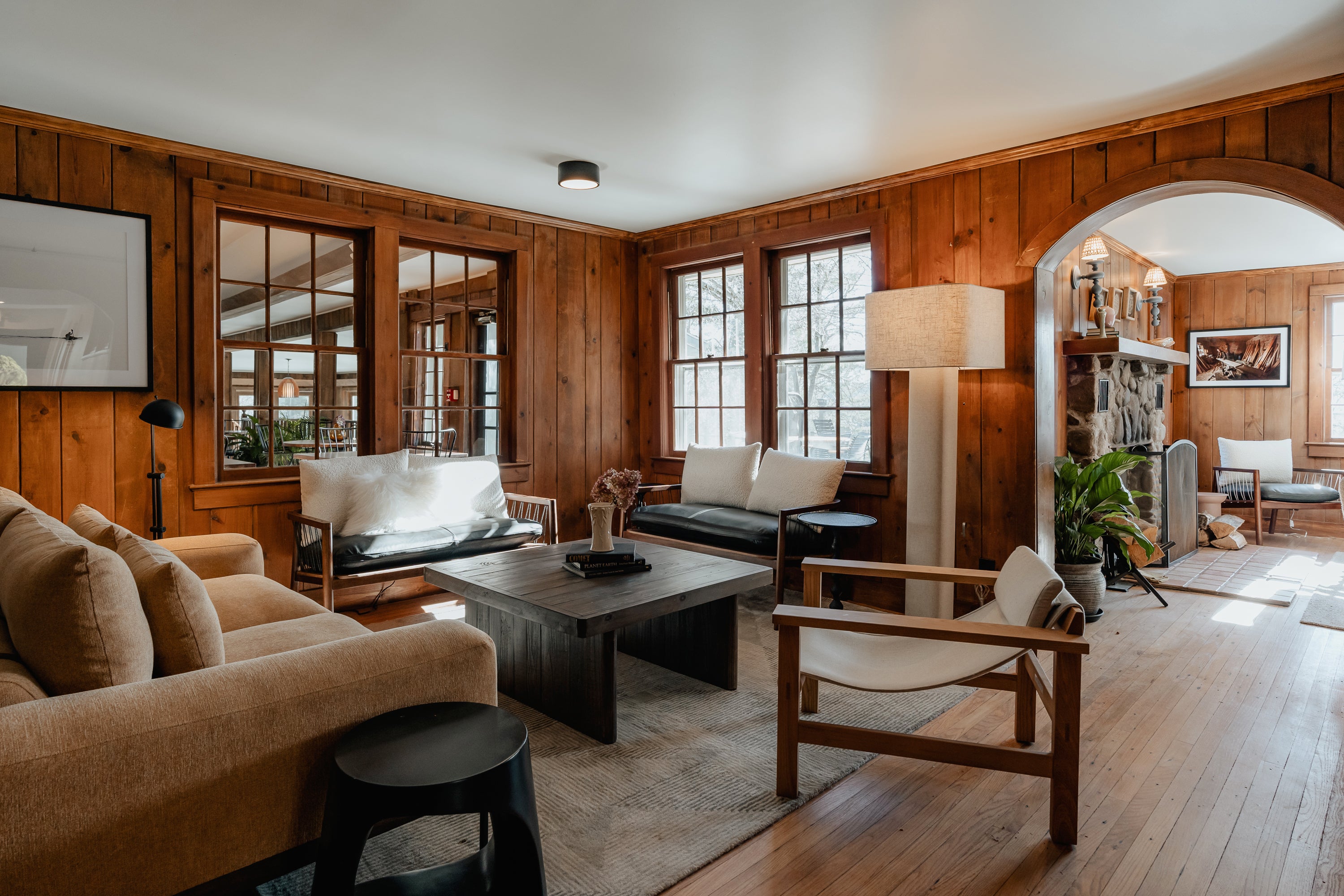 The main house and reception area at Hemlock Neversink where guests are free to relax