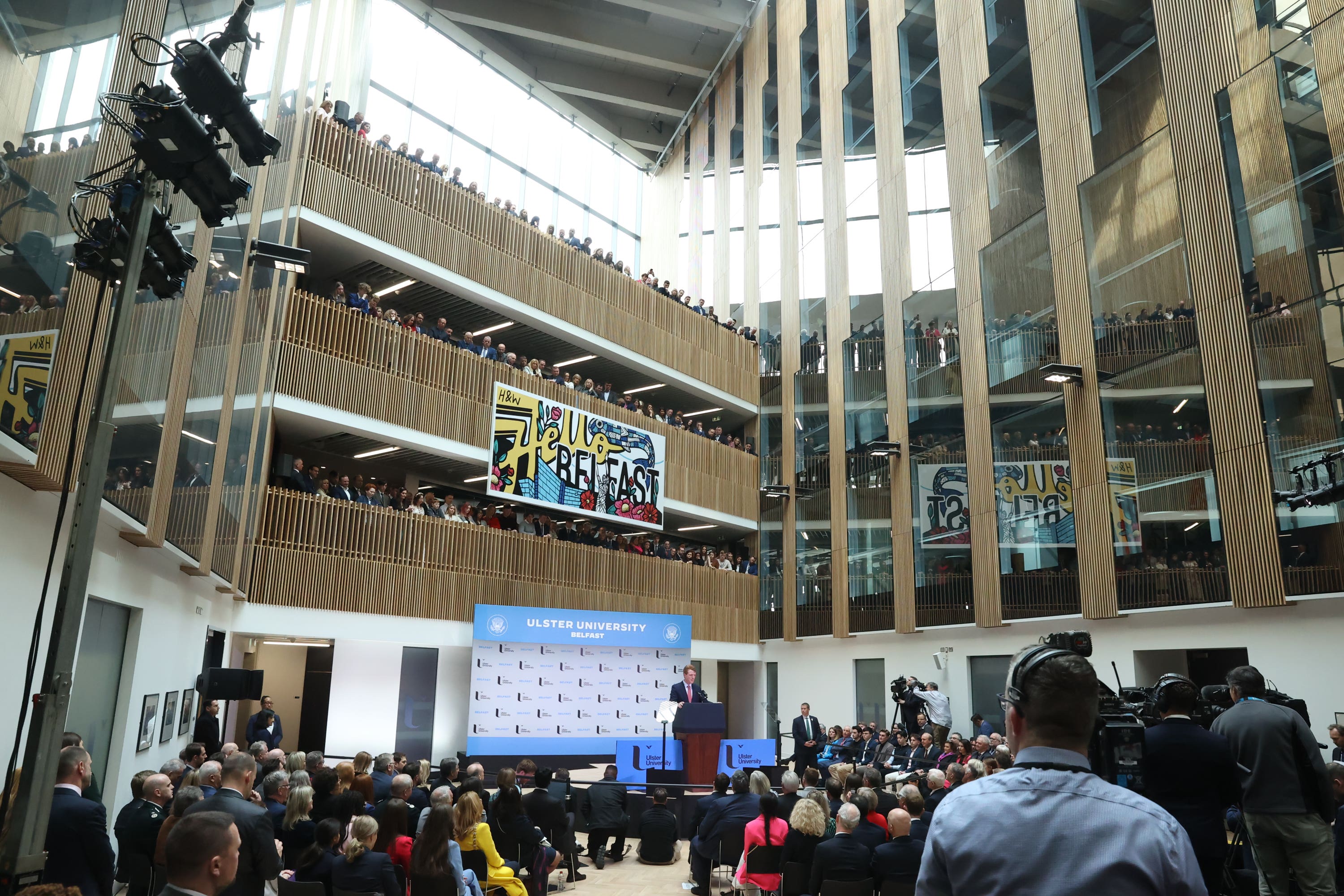 US special envoy for Northern Ireland Joe Kennedy speaks ahead of a speech by US President Joe Biden at Ulster University in Belfast in April last year (Liam McBurney/PA)