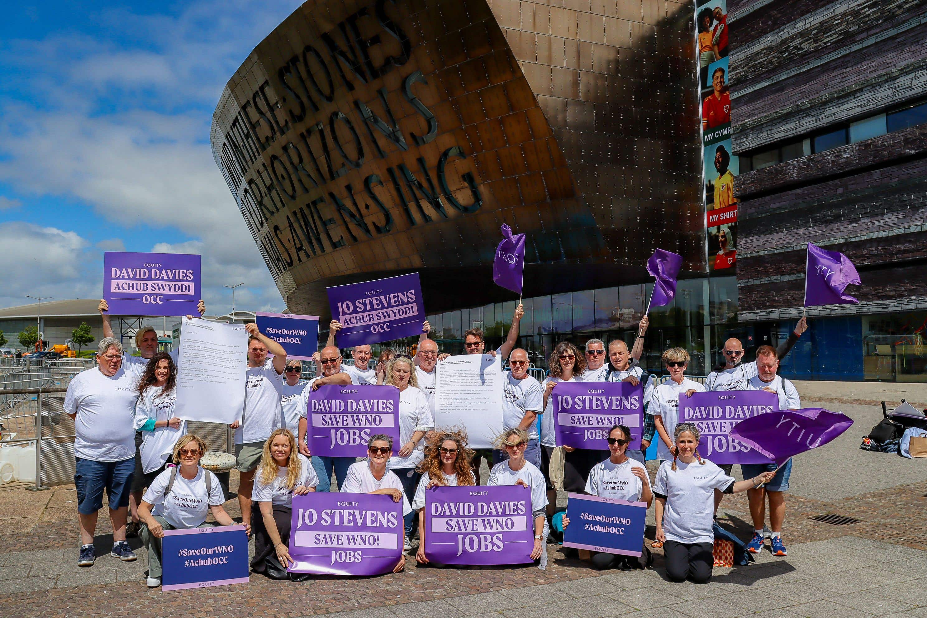 Chorus members stage a protest (Equiry/PA)