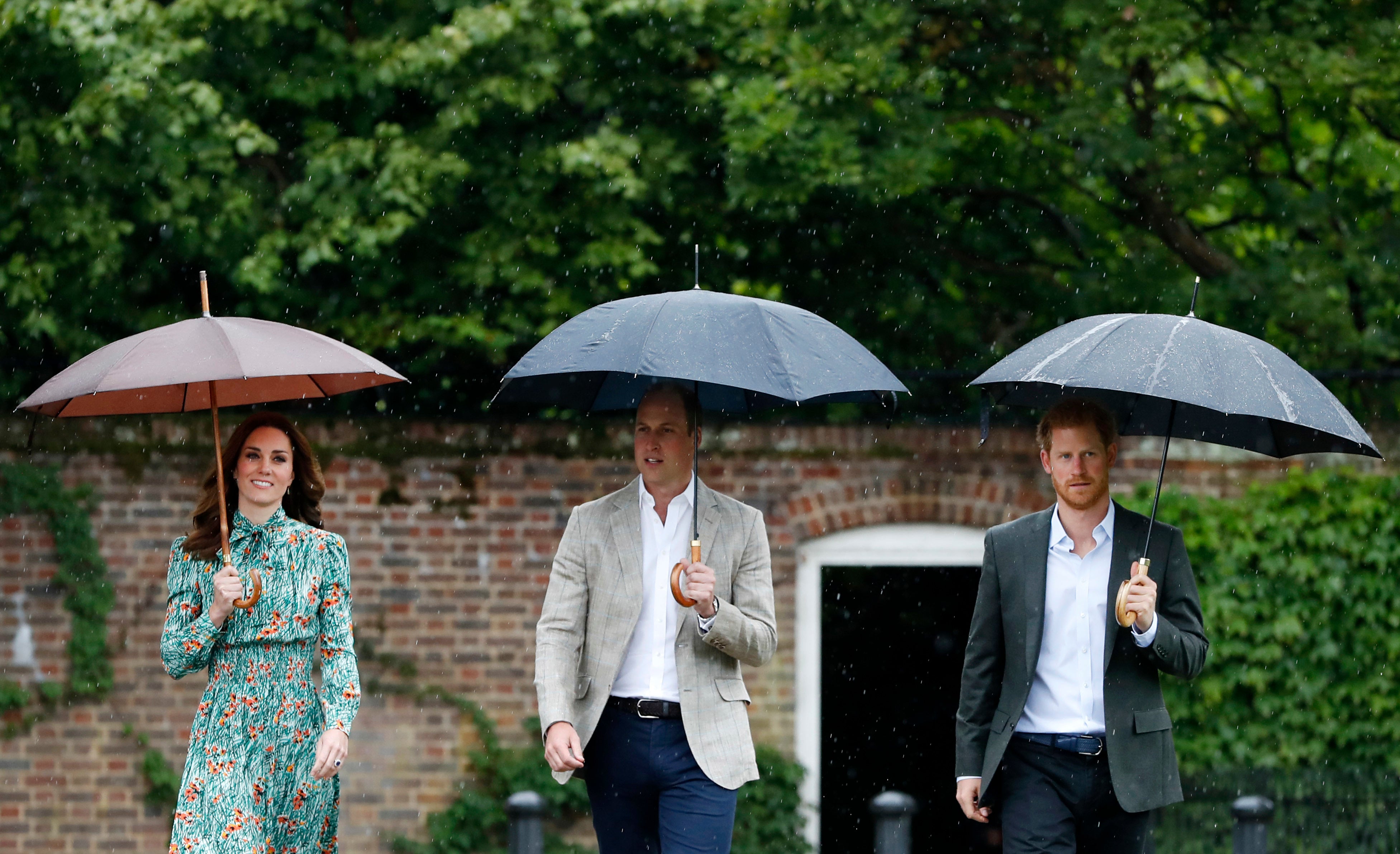 Kate, William and Harry pictured at Kensington Palace in 2017