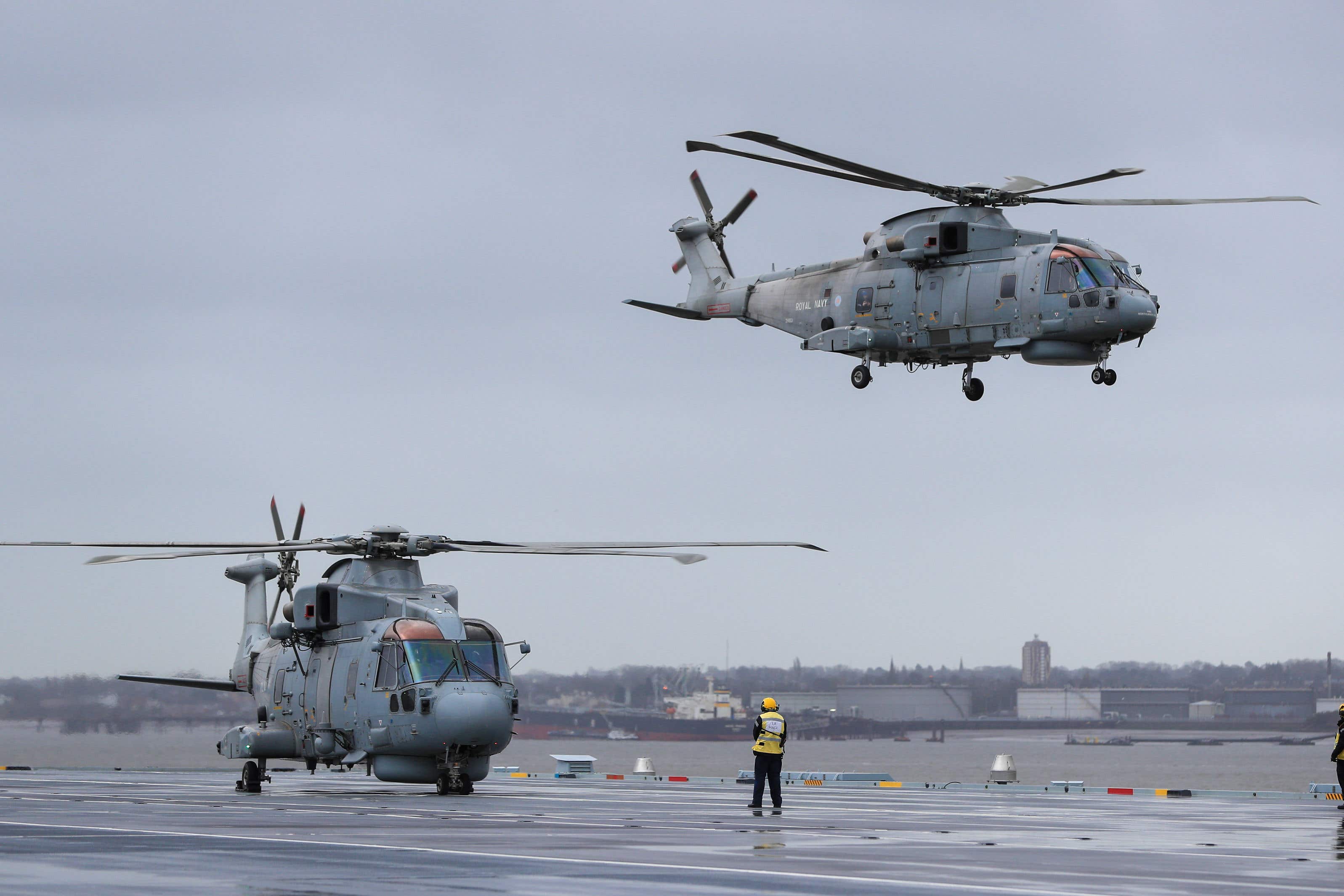 The Royal Navy said the Merlin helicopter ditched off the coast of Dorset on Wednesday night (Peter Byrne/PA)