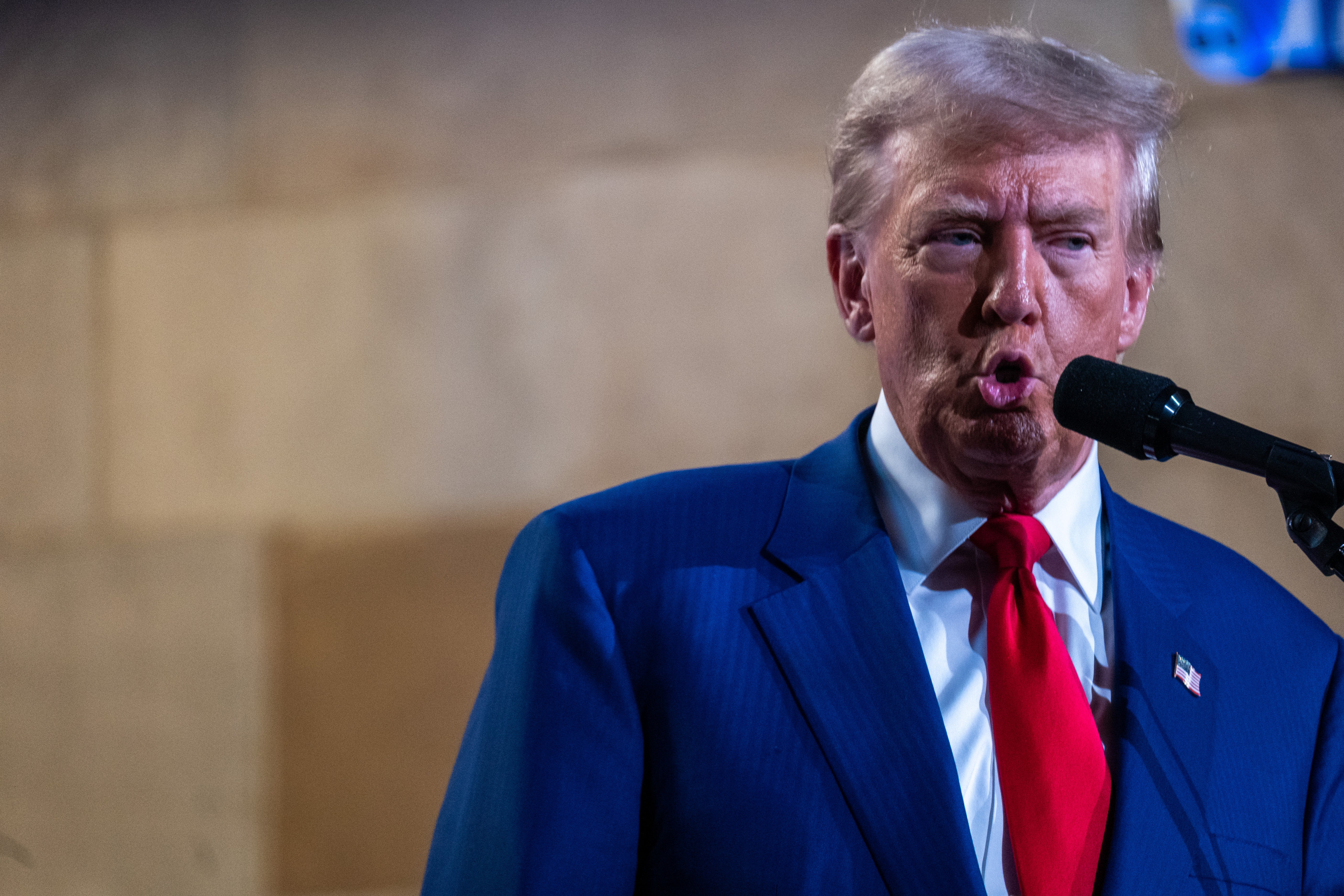 Republican presidential nominee, former U.S. President Donald Trump addresses the Economic Club of New York on September 5, 2024, in New York City. His campaign is scrambling to change strategy after Kamala Harris became the Democratic nominee