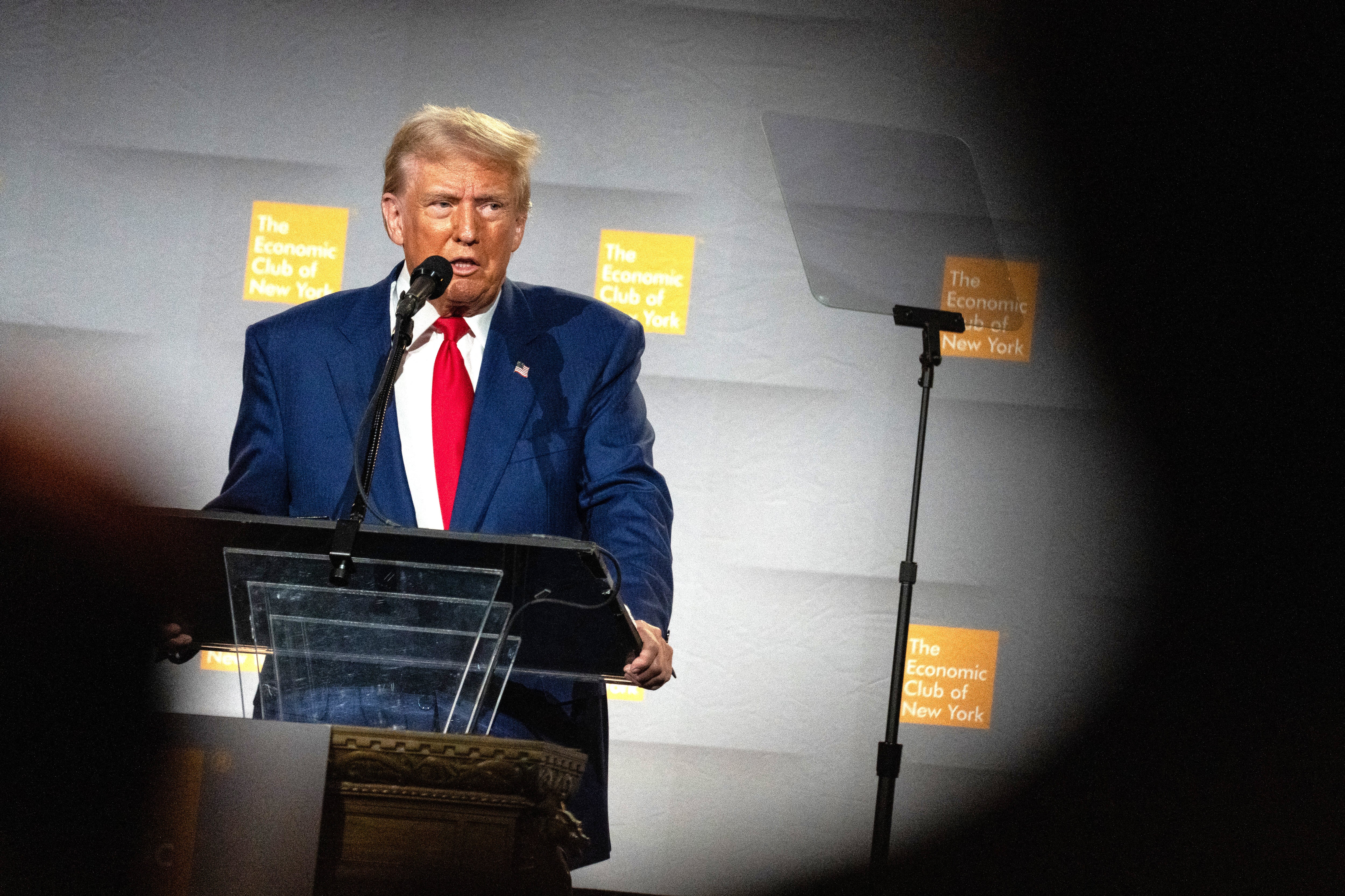 Donald Trump speaks at the Economic Club of New York on September 5.