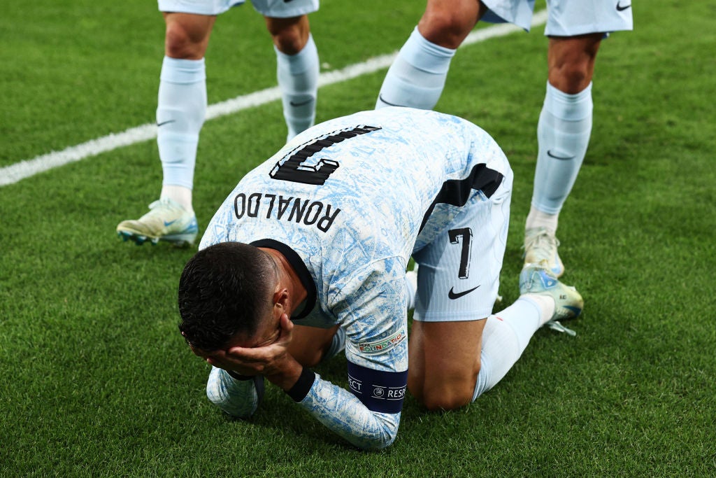 Cristiano Ronaldo fell to the floor in an emotional celebration after scoring his 900th goal