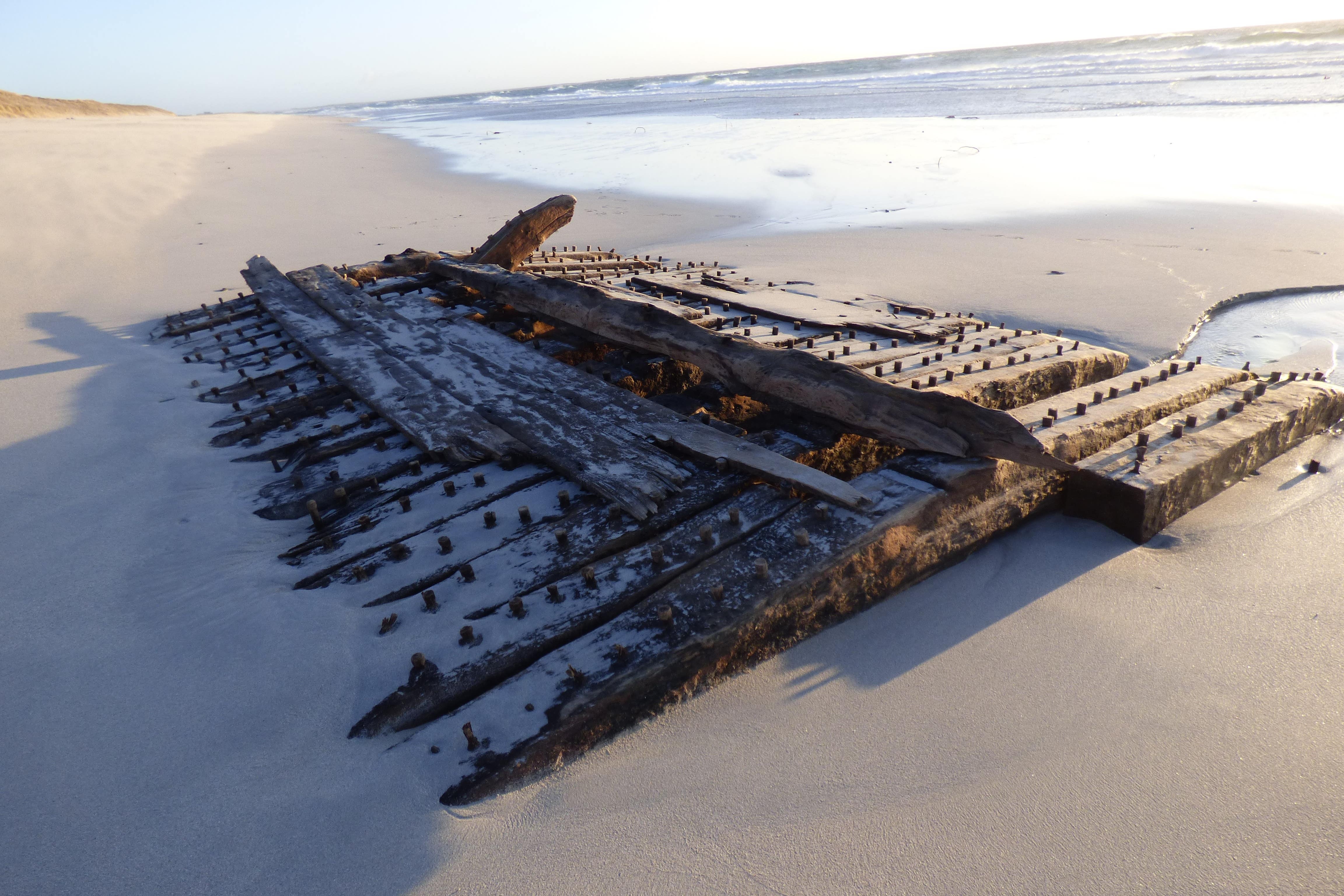 The Sanday Shipwreck was exposed following winter storms on the island (Orkney Islands Council/Paul Sharman/PA)